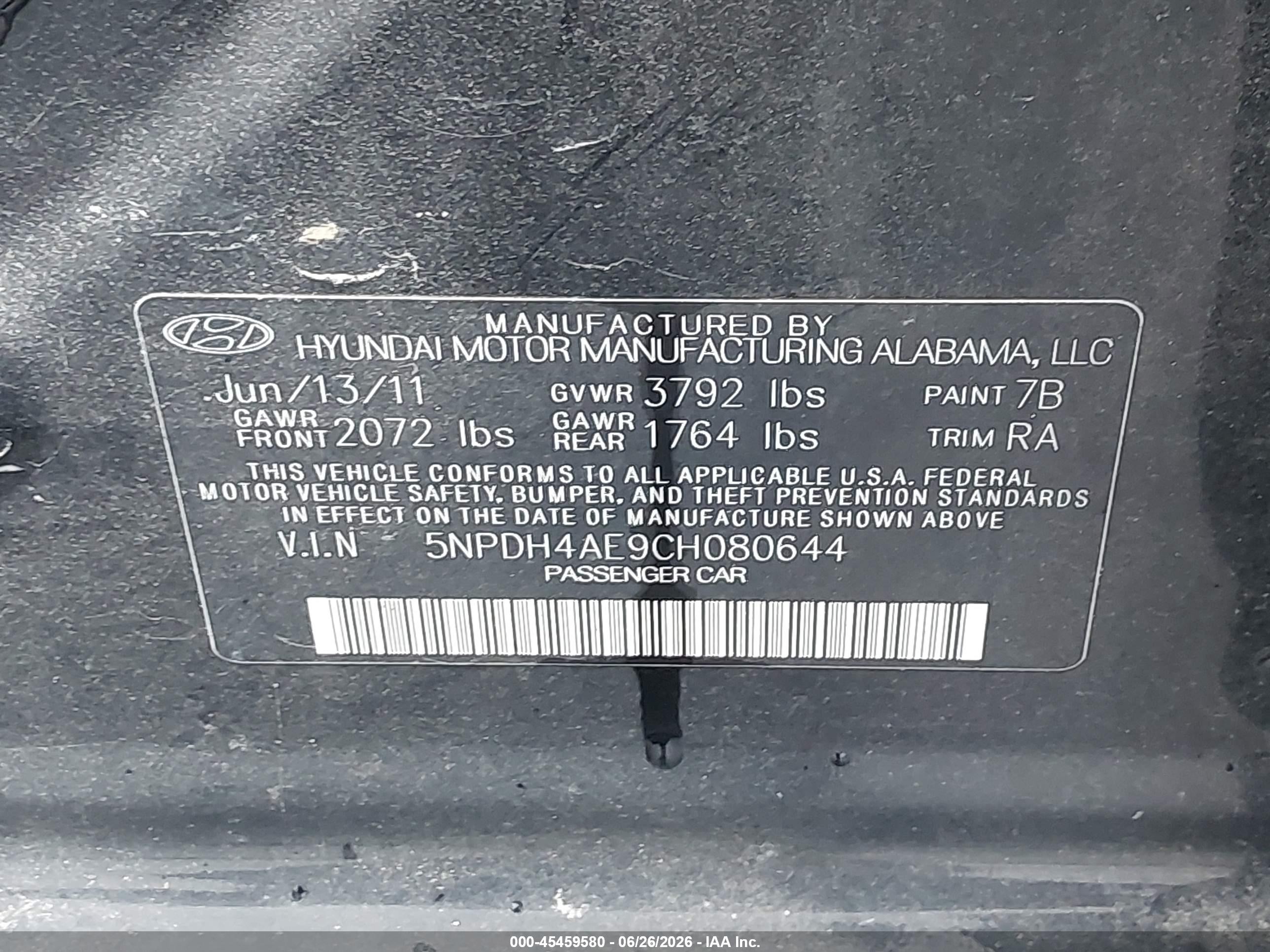 2012 Hyundai Elantra Gls Black vin: 5NPDH4AE9CH080644
