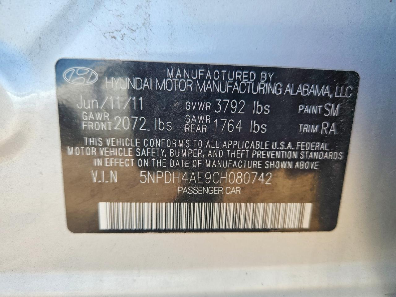 2012 Hyundai Elantra Gls Silver vin: 5NPDH4AE9CH080742