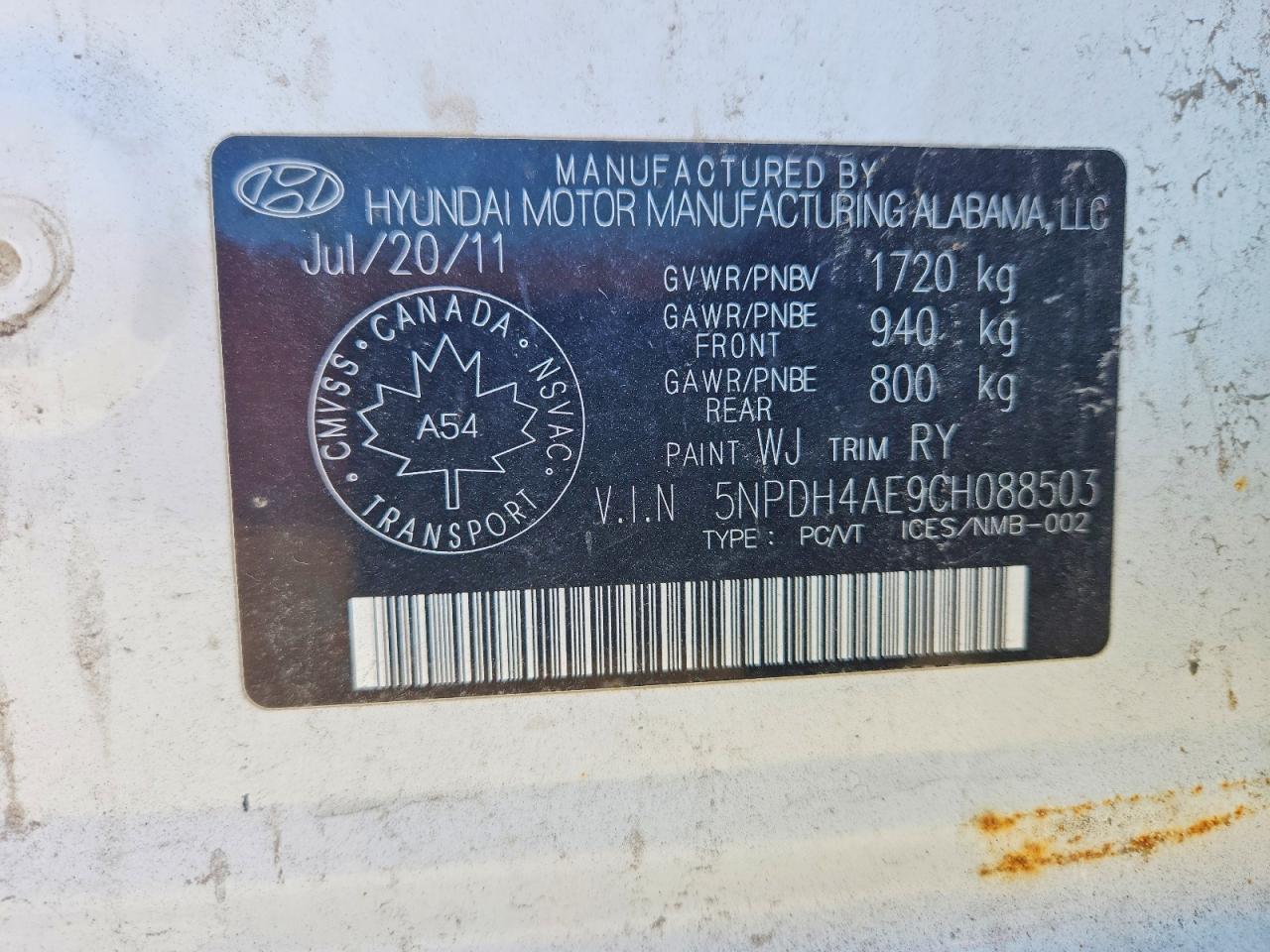 2012 Hyundai Elantra Gls White vin: 5NPDH4AE9CH088503
