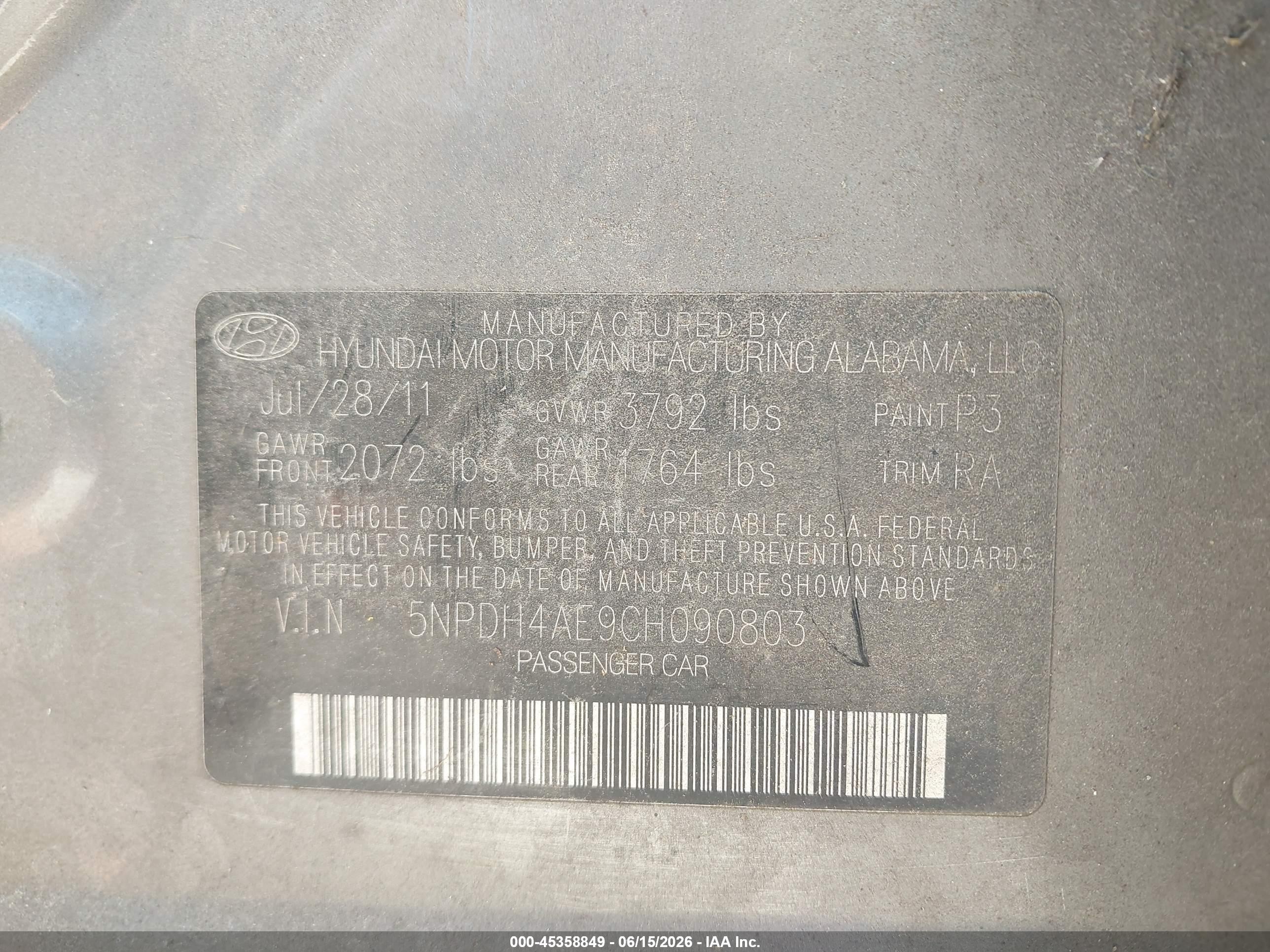 2012 Hyundai Elantra Limited Gray vin: 5NPDH4AE9CH090803
