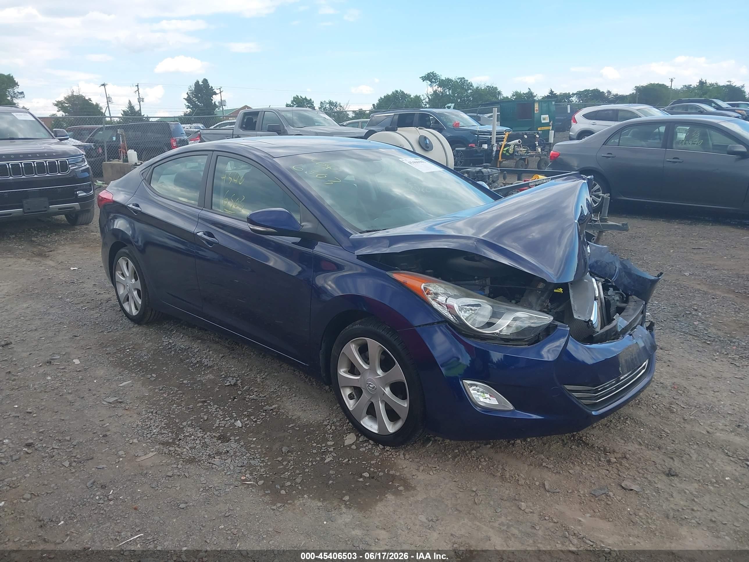 2012 Hyundai Elantra Limited Blue vin: 5NPDH4AE9CH091014