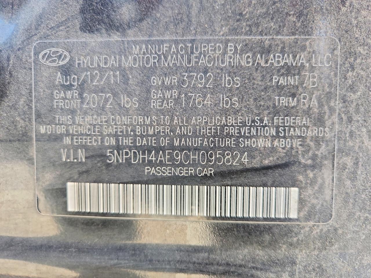2012 Hyundai Elantra Gls Black vin: 5NPDH4AE9CH095824