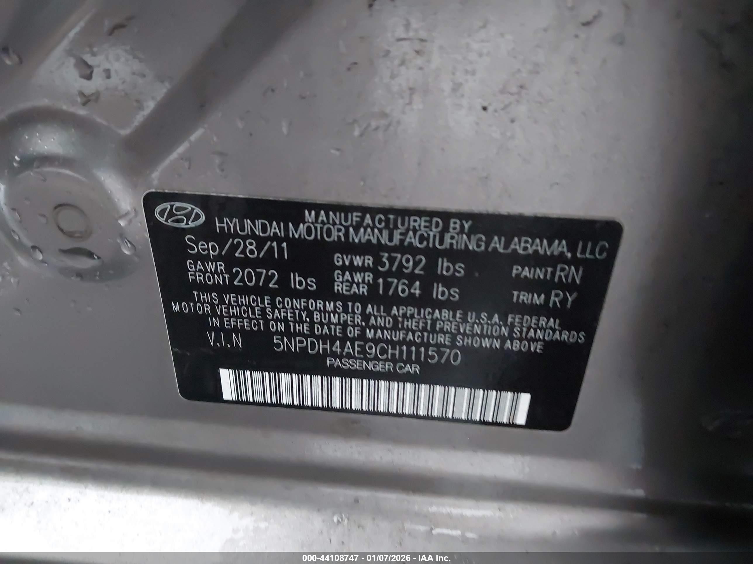 2012 Hyundai Elantra Limited Gray vin: 5NPDH4AE9CH111570