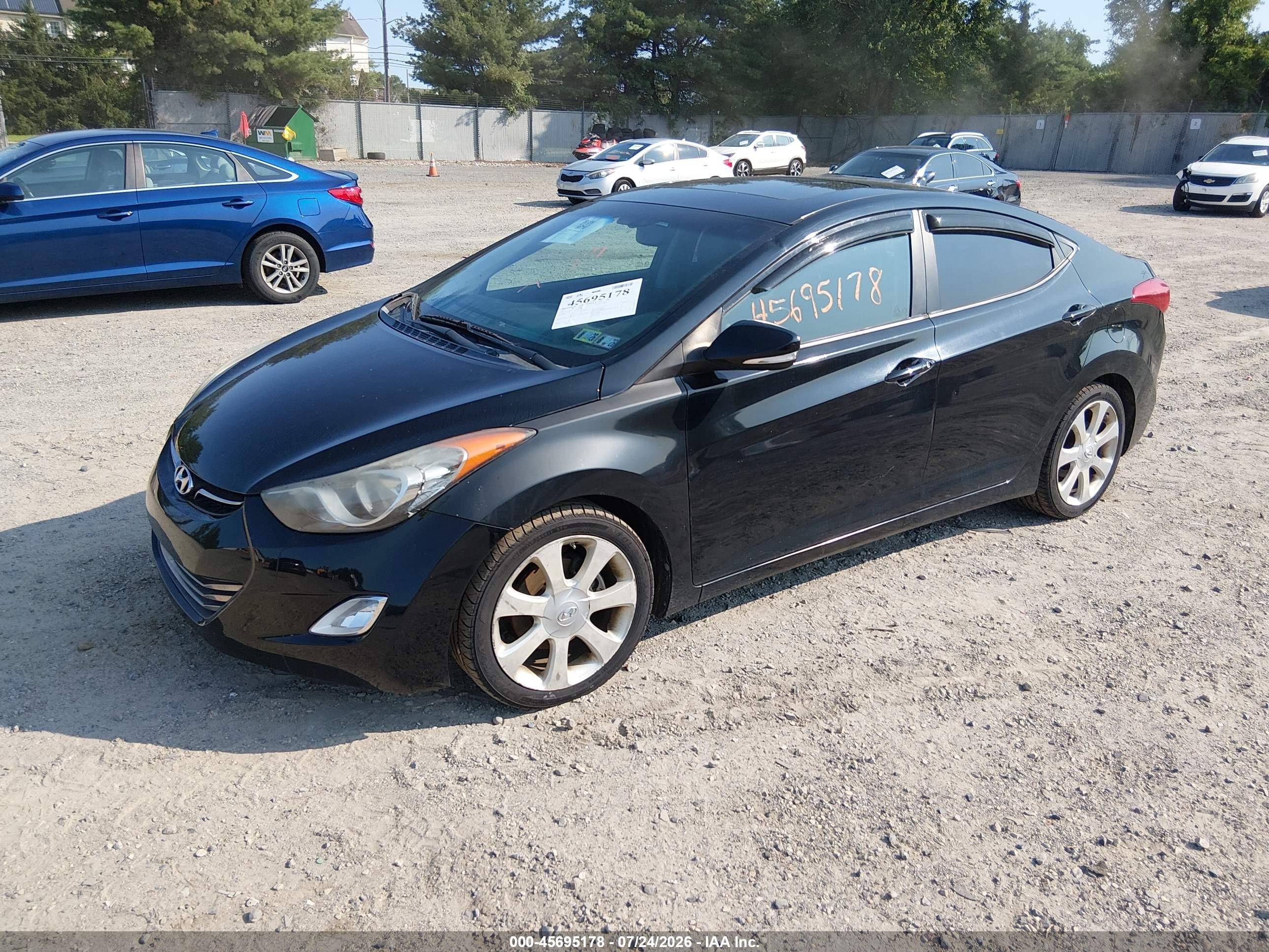 2012 Hyundai Elantra Limited Black vin: 5NPDH4AE9CH112458