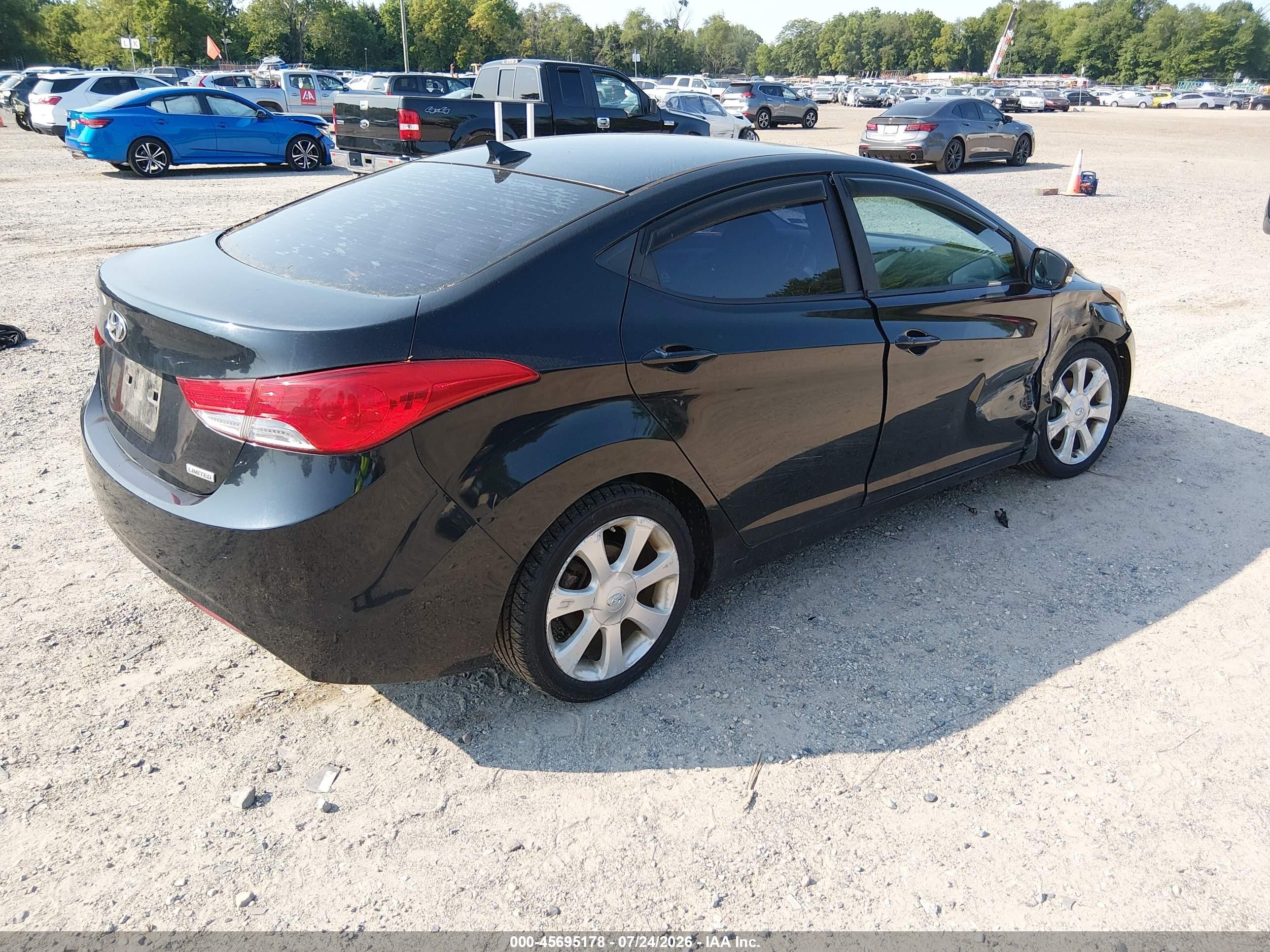 2012 Hyundai Elantra Limited Black vin: 5NPDH4AE9CH112458