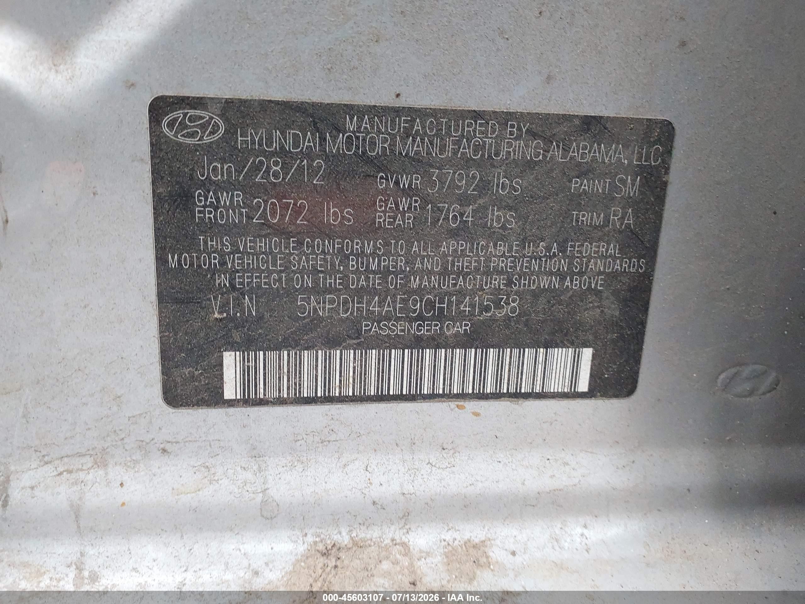 2012 Hyundai Elantra Limited Silver vin: 5NPDH4AE9CH141538