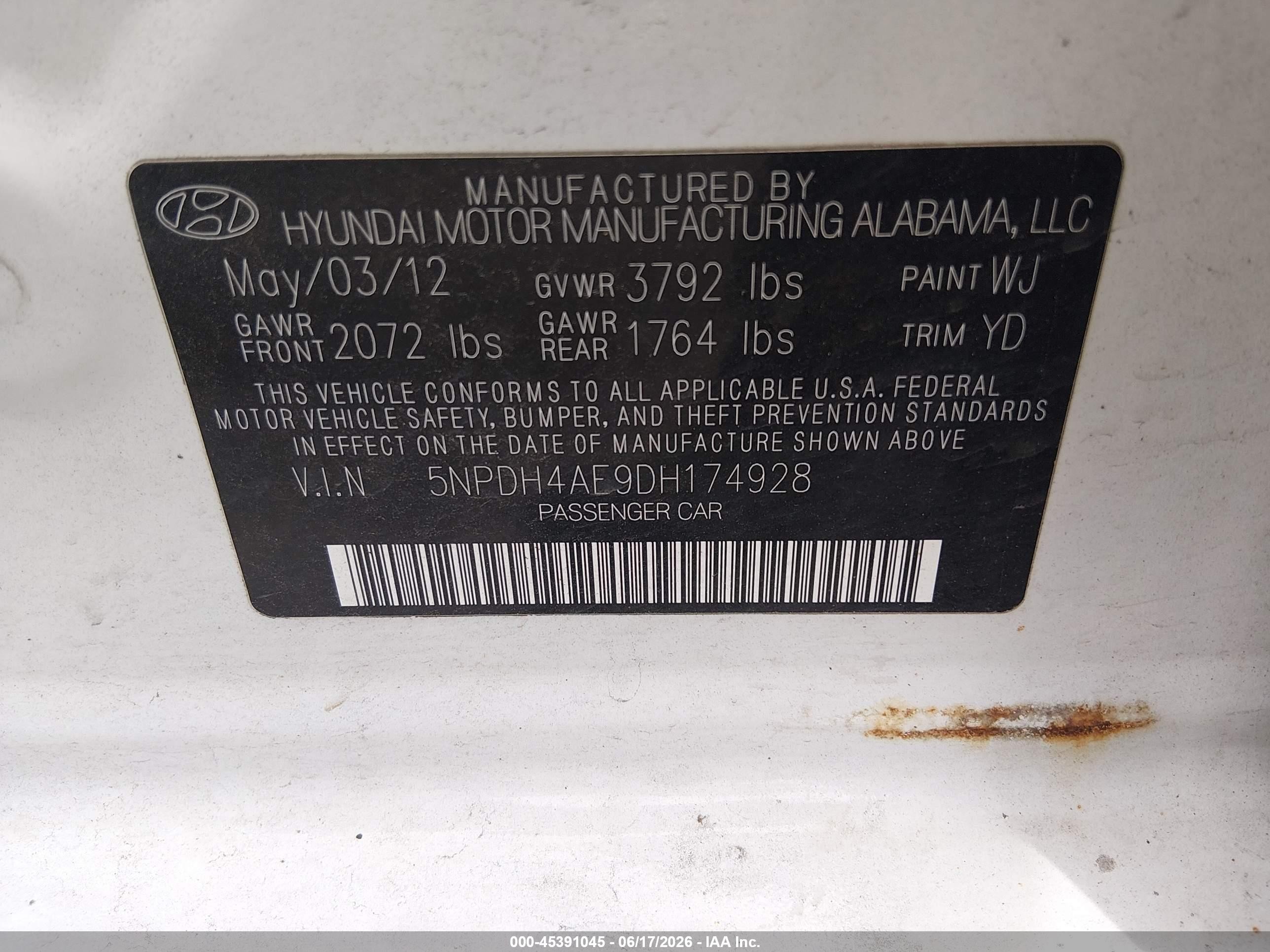 2013 Hyundai Elantra Gls White vin: 5NPDH4AE9DH174928