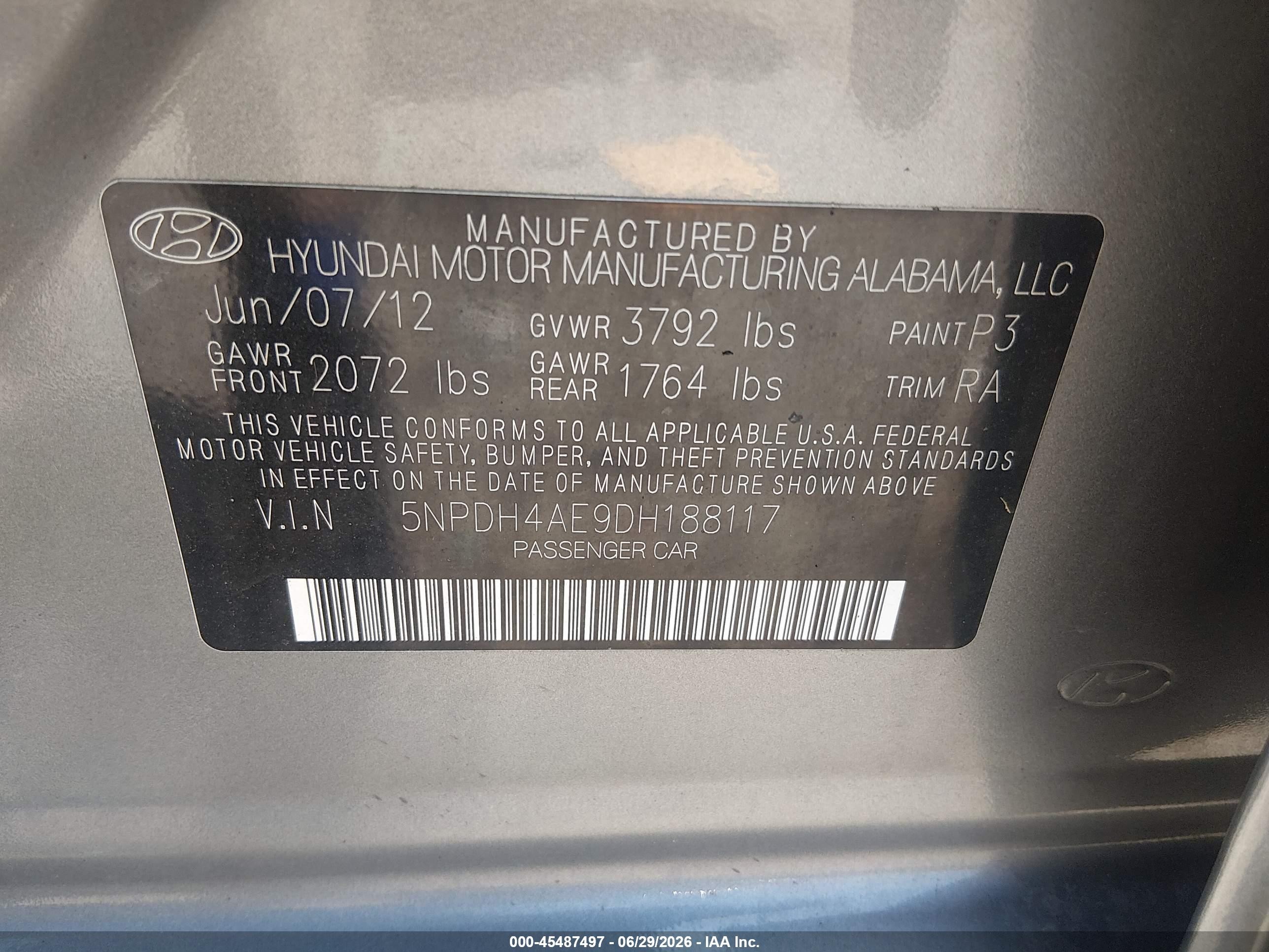 2013 Hyundai Elantra Gls Gray vin: 5NPDH4AE9DH188117