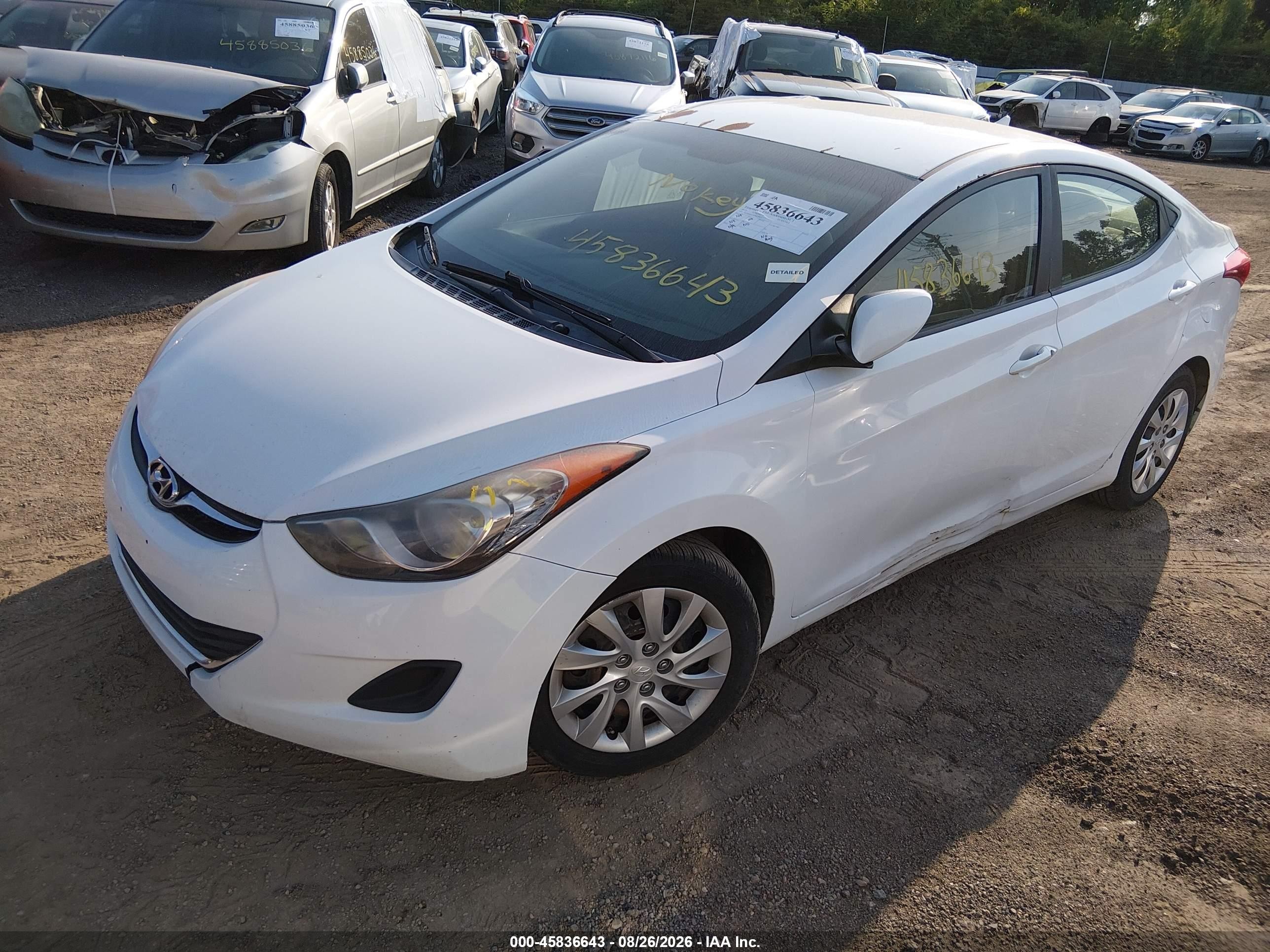 2013 Hyundai Elantra Gls White vin: 5NPDH4AE9DH220810