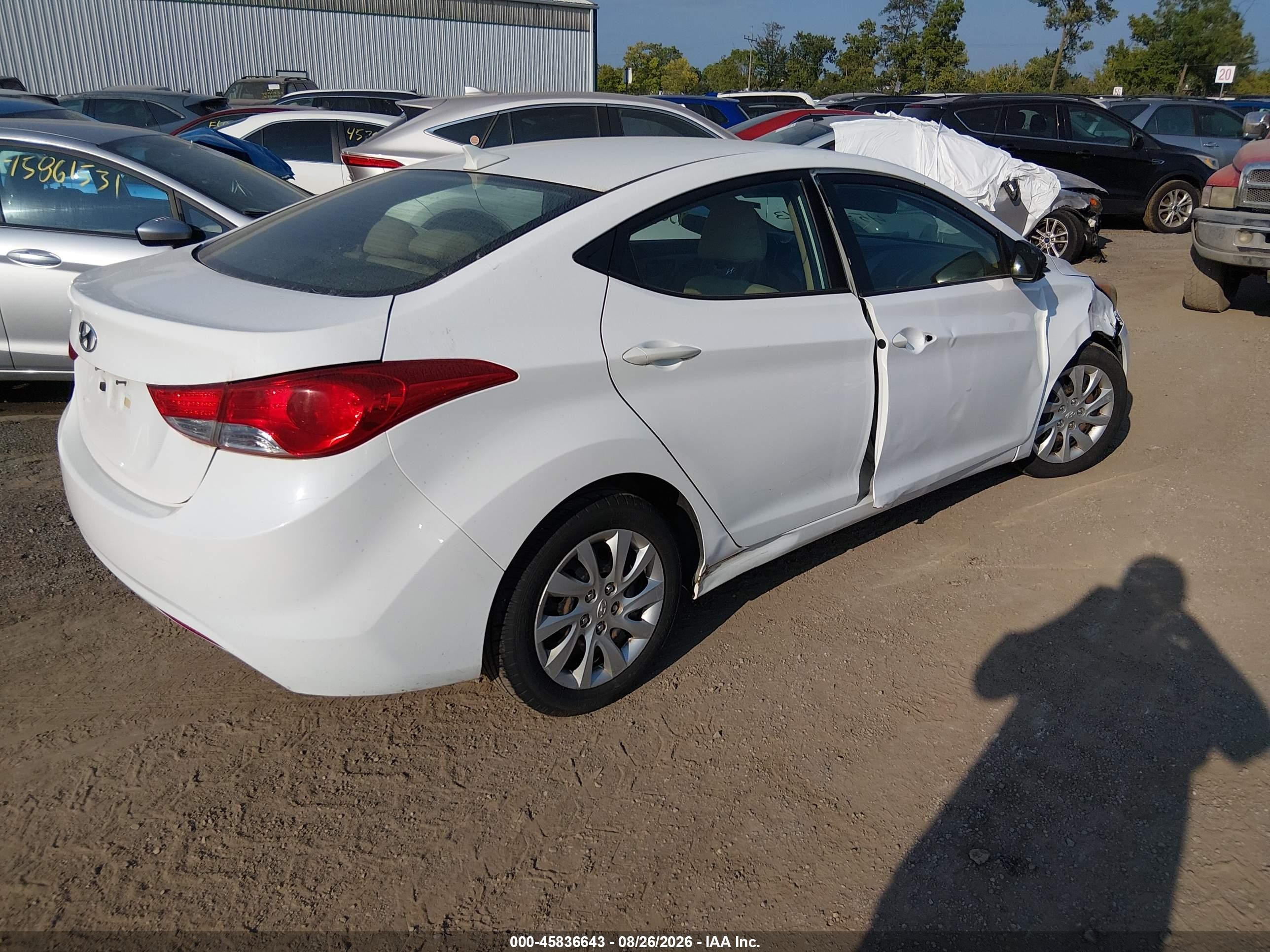 2013 Hyundai Elantra Gls White vin: 5NPDH4AE9DH220810
