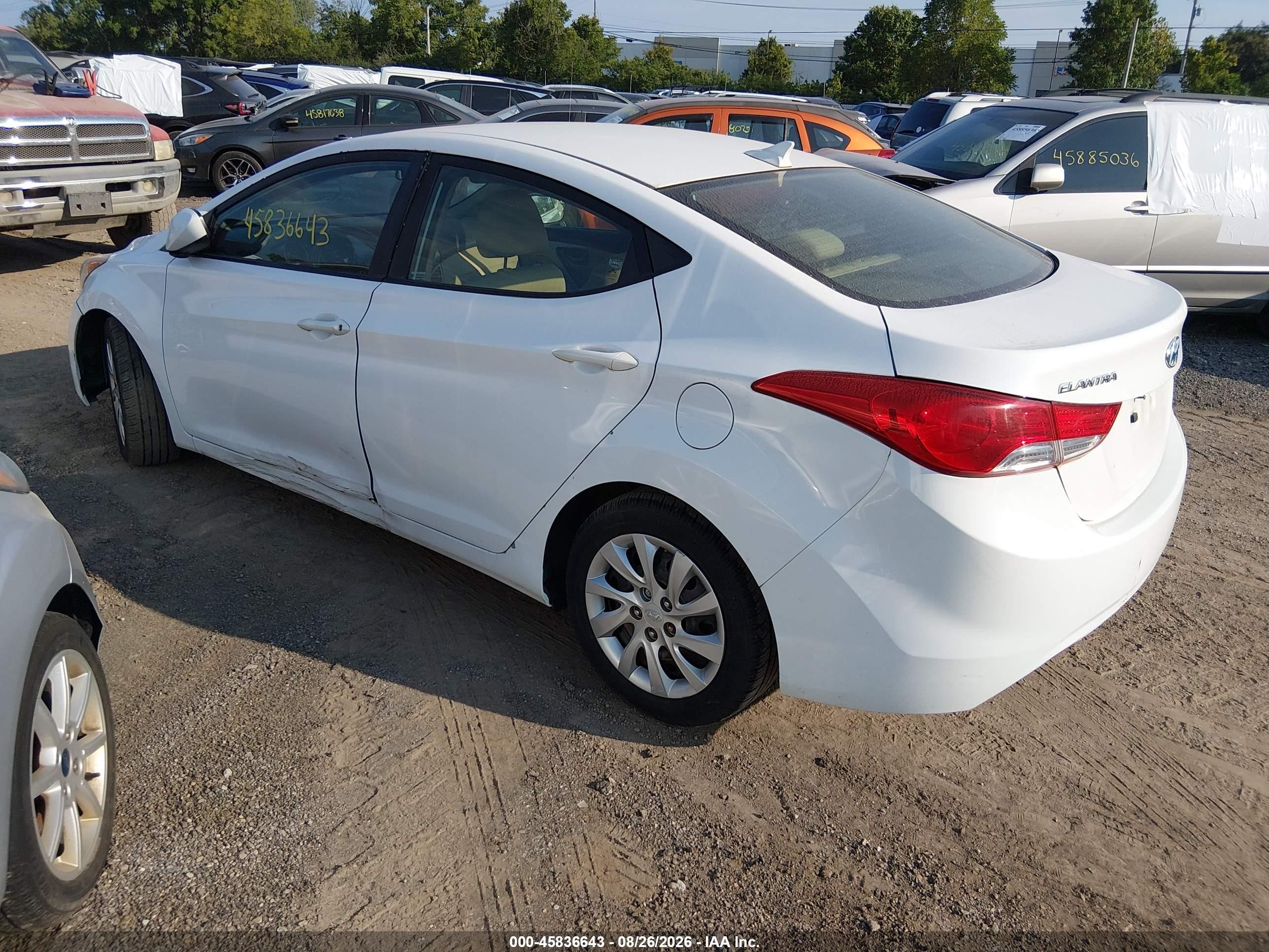 2013 Hyundai Elantra Gls White vin: 5NPDH4AE9DH220810