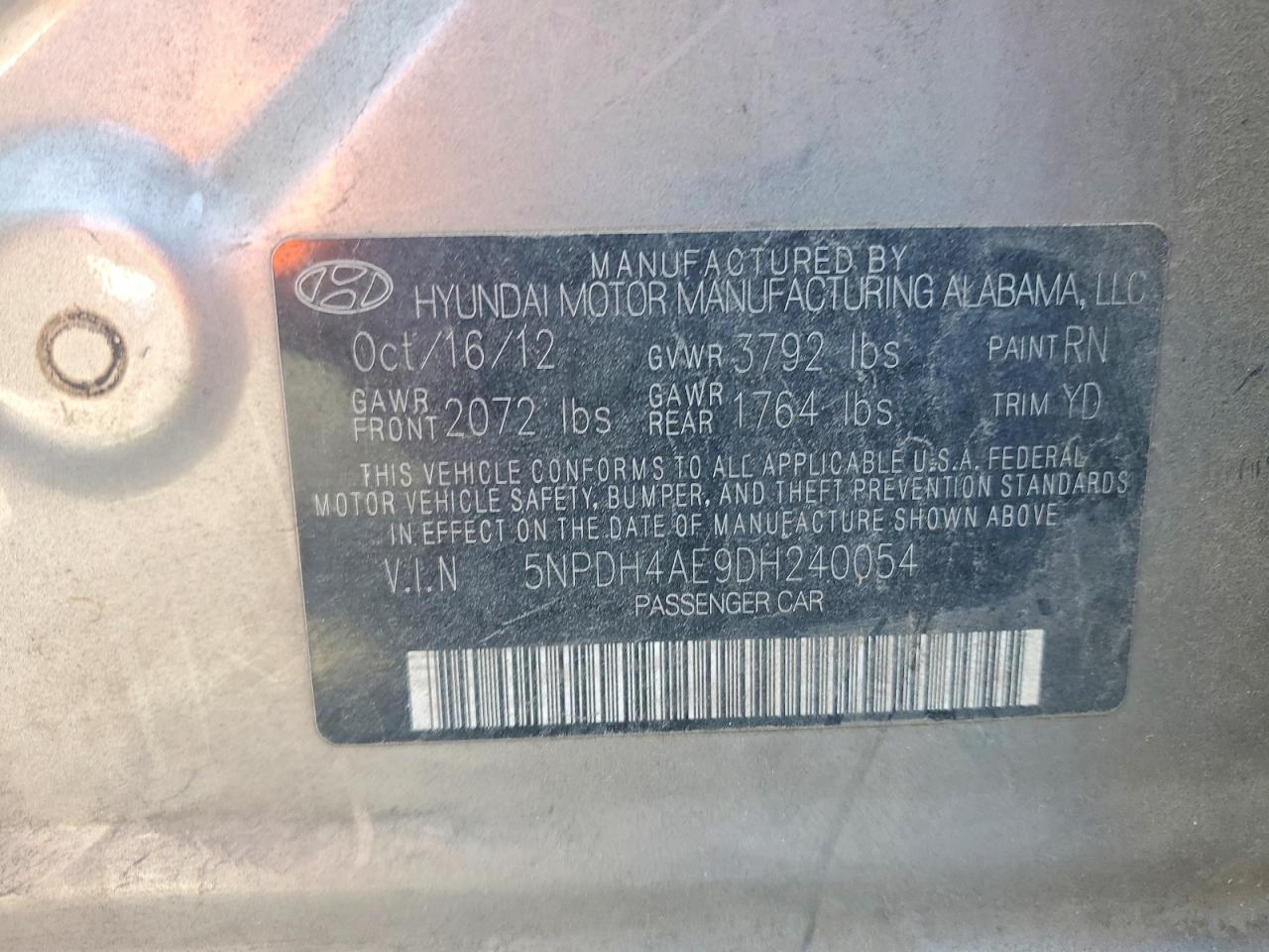 2013 Hyundai Elantra Gls Серебряный vin: 5NPDH4AE9DH240054
