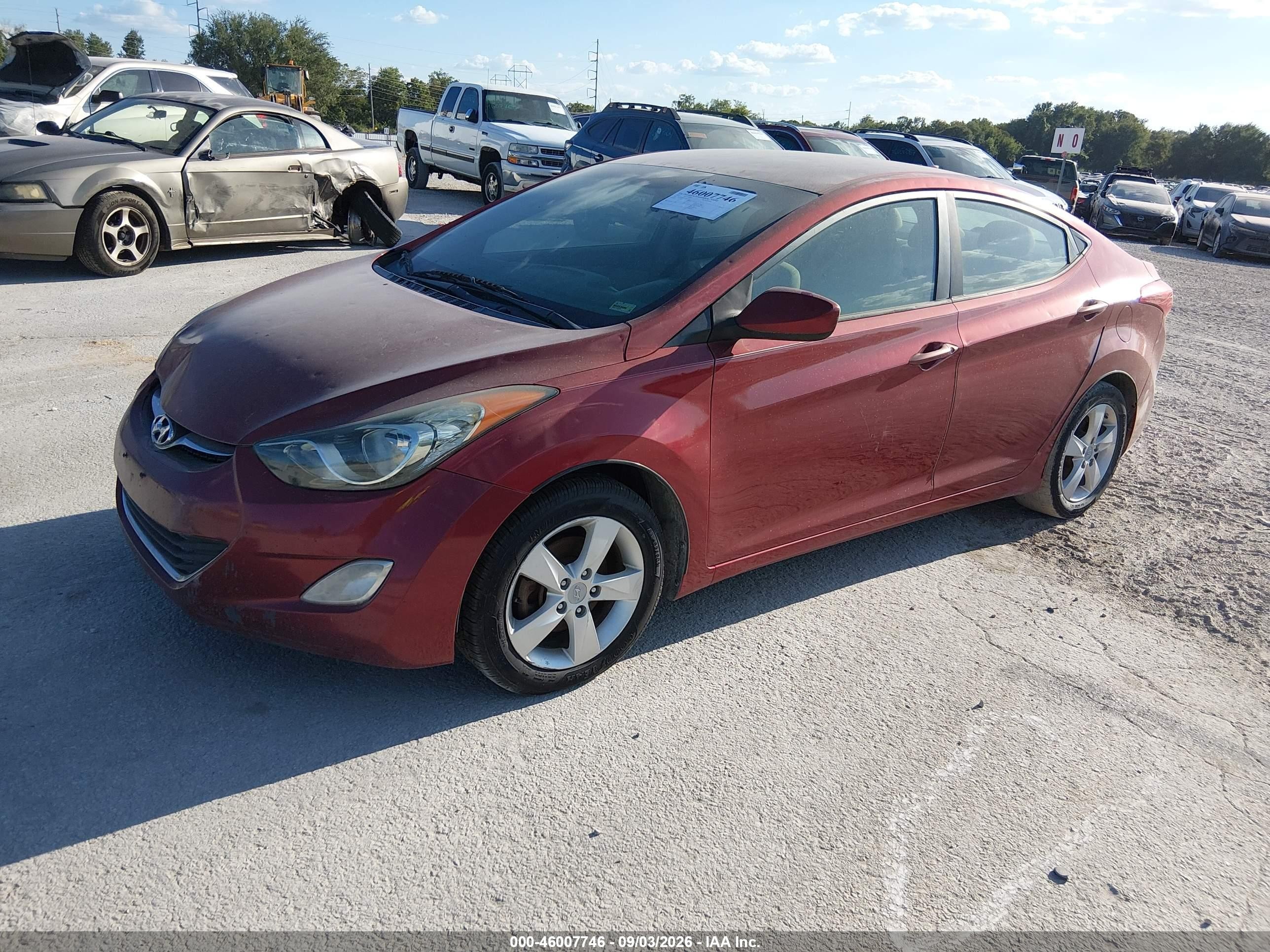2013 Hyundai Elantra Gls Red vin: 5NPDH4AE9DH257713