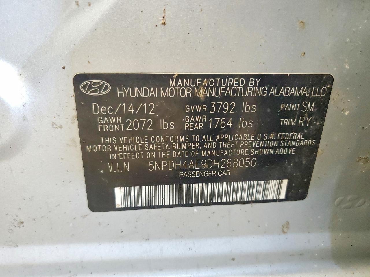 2013 Hyundai Elantra Limited Silver vin: 5NPDH4AE9DH268050