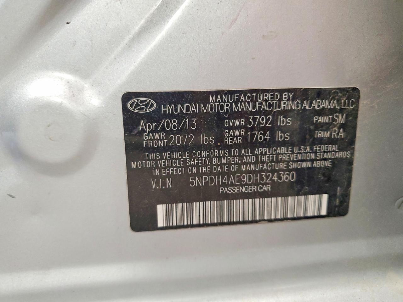 2013 Hyundai Elantra Gls Silver vin: 5NPDH4AE9DH324360