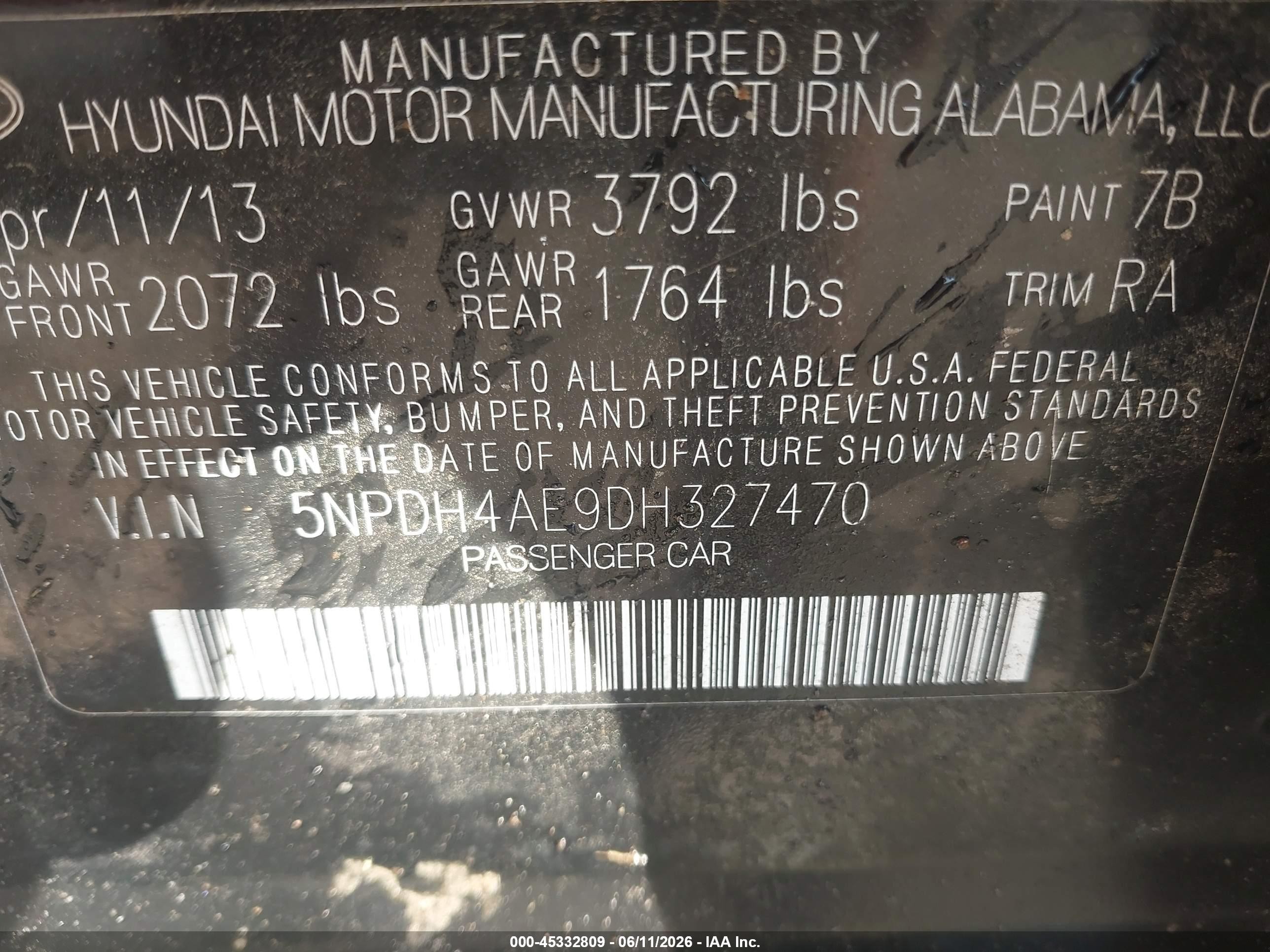 2013 Hyundai Elantra Gls Черный vin: 5NPDH4AE9DH327470