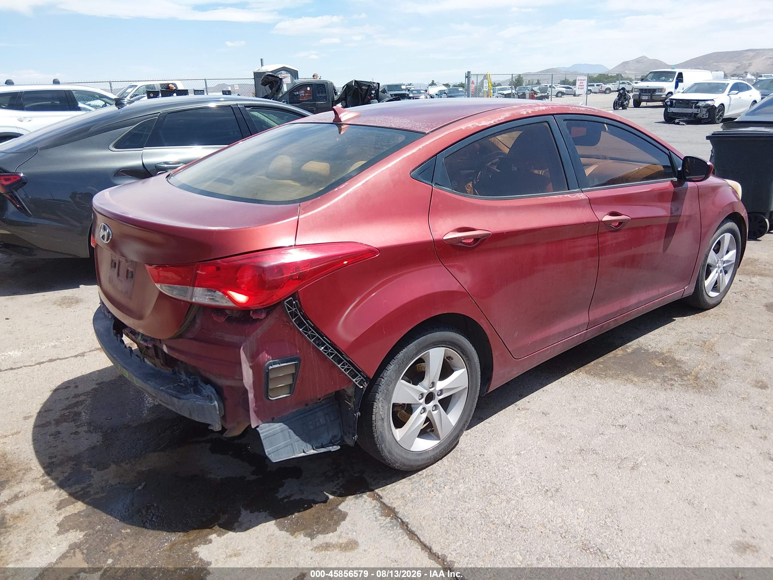 2013 Hyundai Elantra Gls Red vin: 5NPDH4AE9DH341563