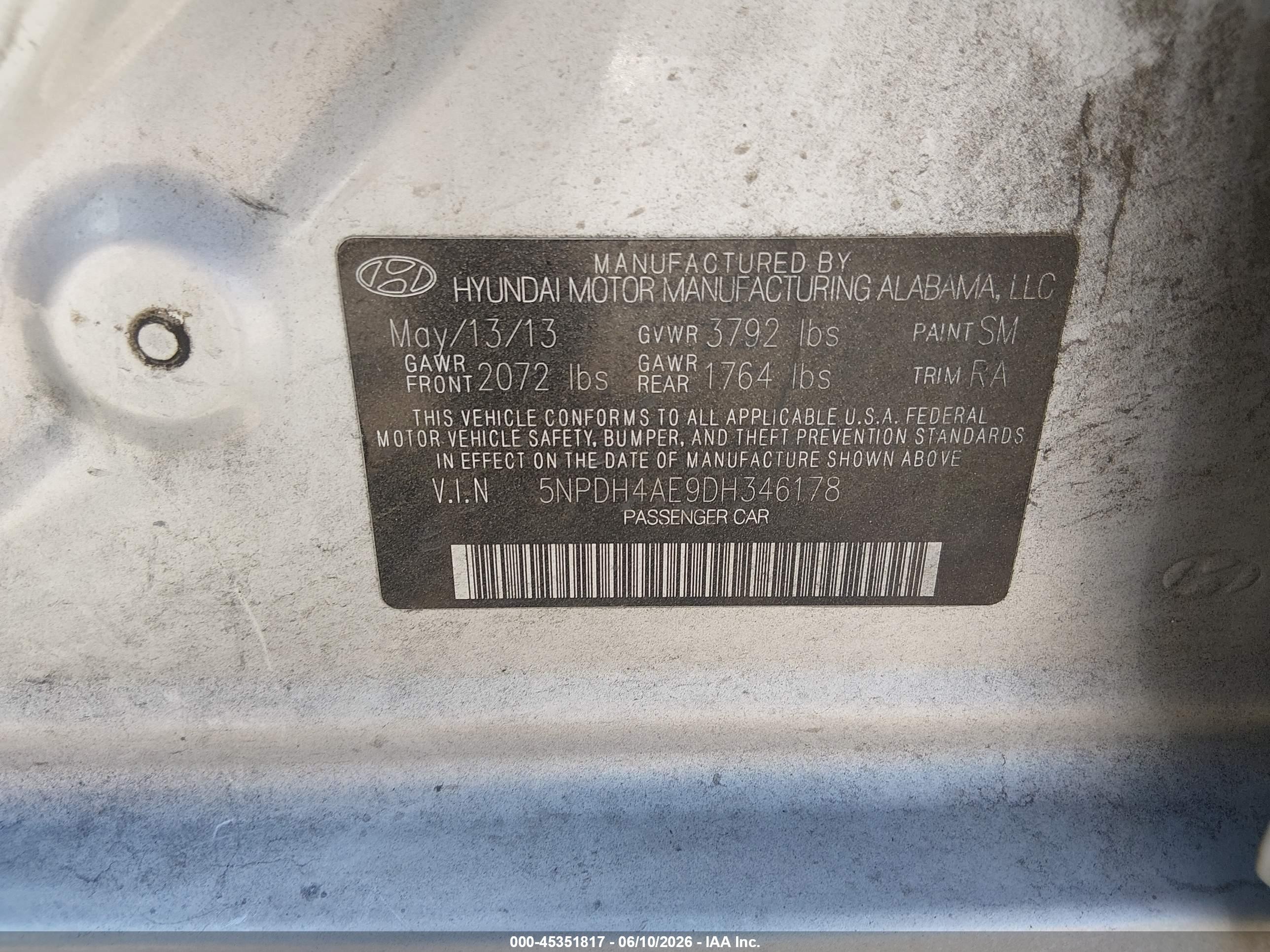 2013 Hyundai Elantra Gls Silver vin: 5NPDH4AE9DH346178