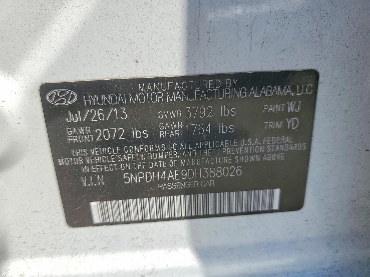 2013 Hyundai Elantra Gls Белый vin: 5NPDH4AE9DH388026