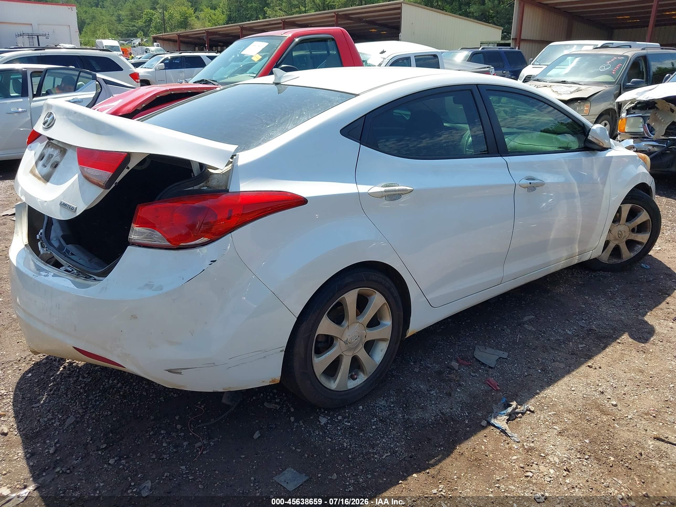 2013 Hyundai Elantra Limited White vin: 5NPDH4AE9DH388754