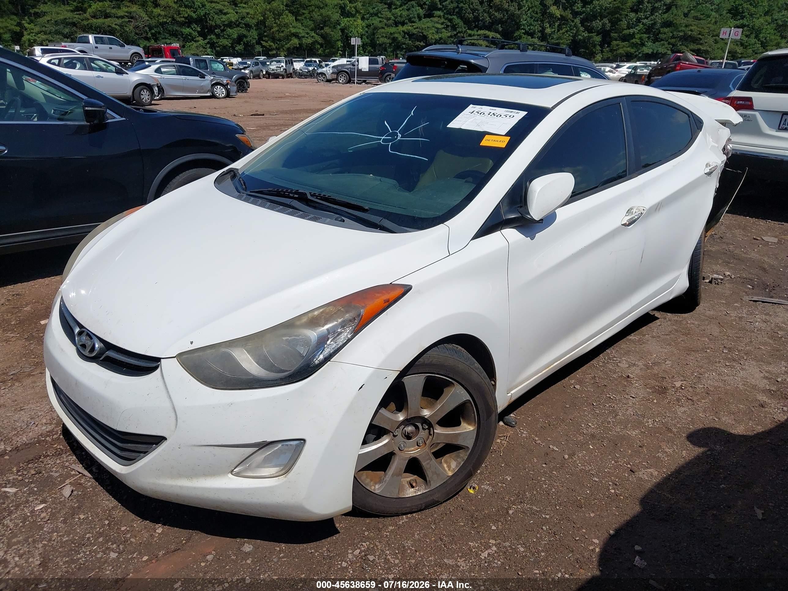 2013 Hyundai Elantra Limited White vin: 5NPDH4AE9DH388754