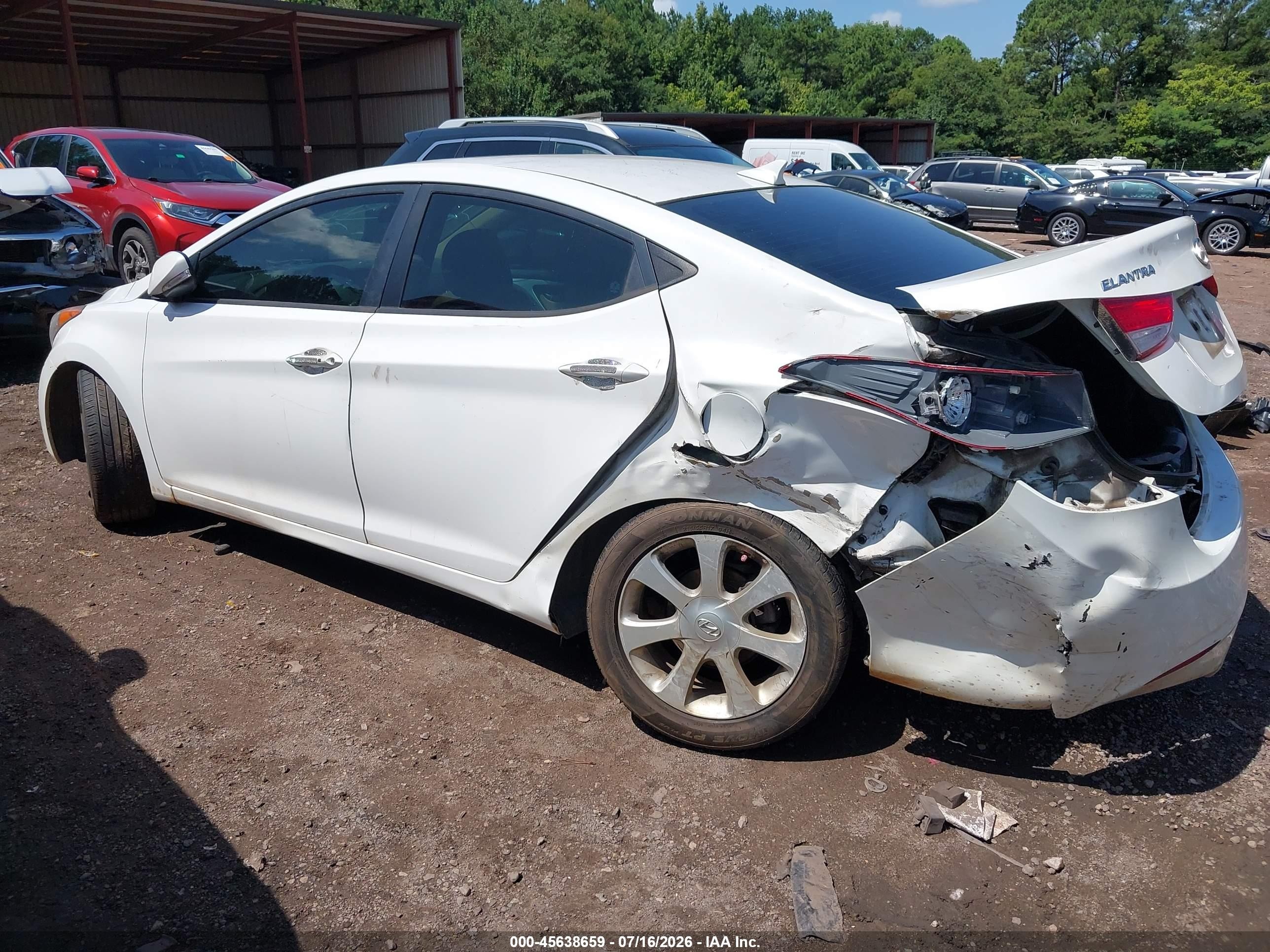 2013 Hyundai Elantra Limited White vin: 5NPDH4AE9DH388754