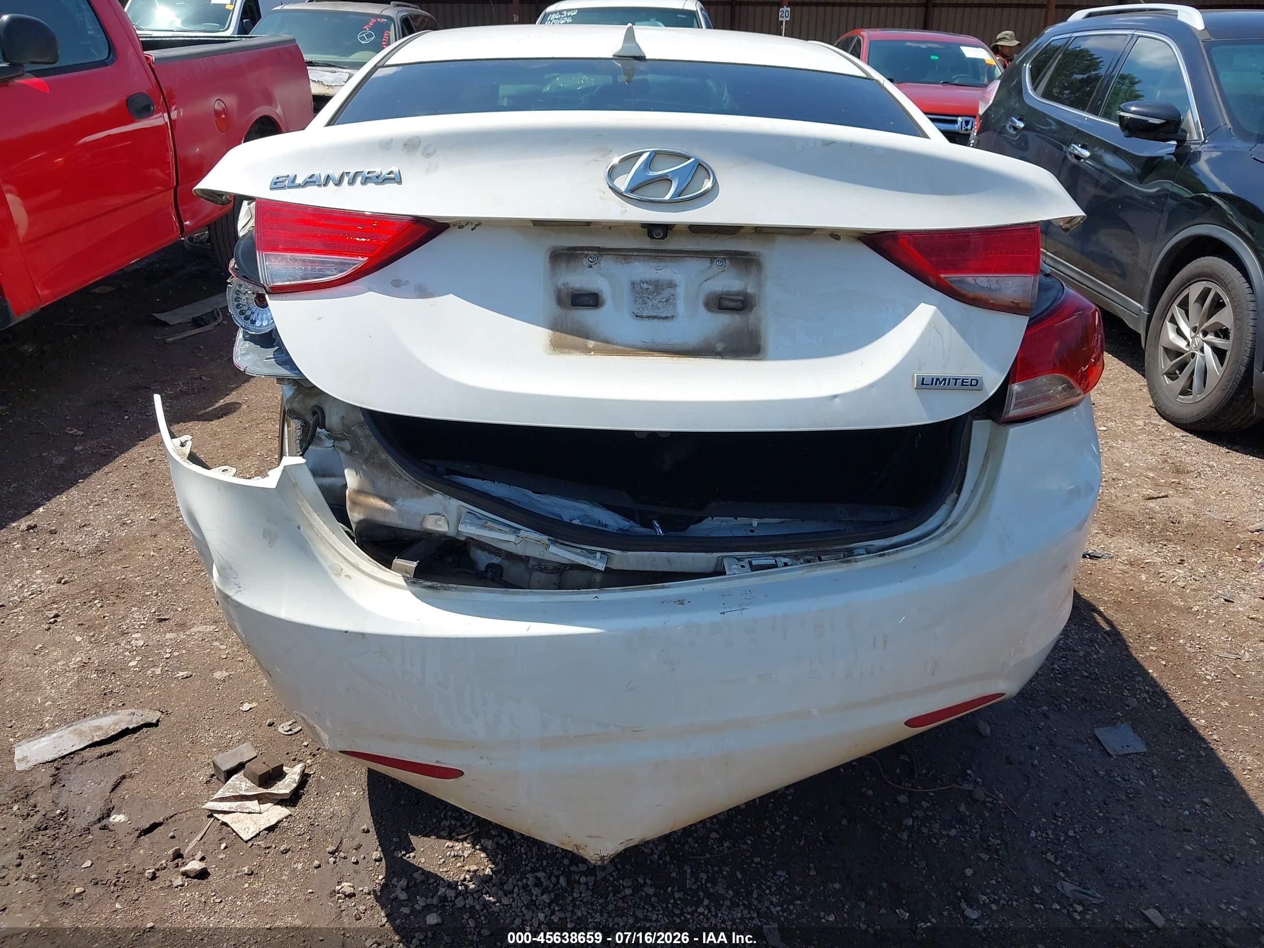 2013 Hyundai Elantra Limited White vin: 5NPDH4AE9DH388754