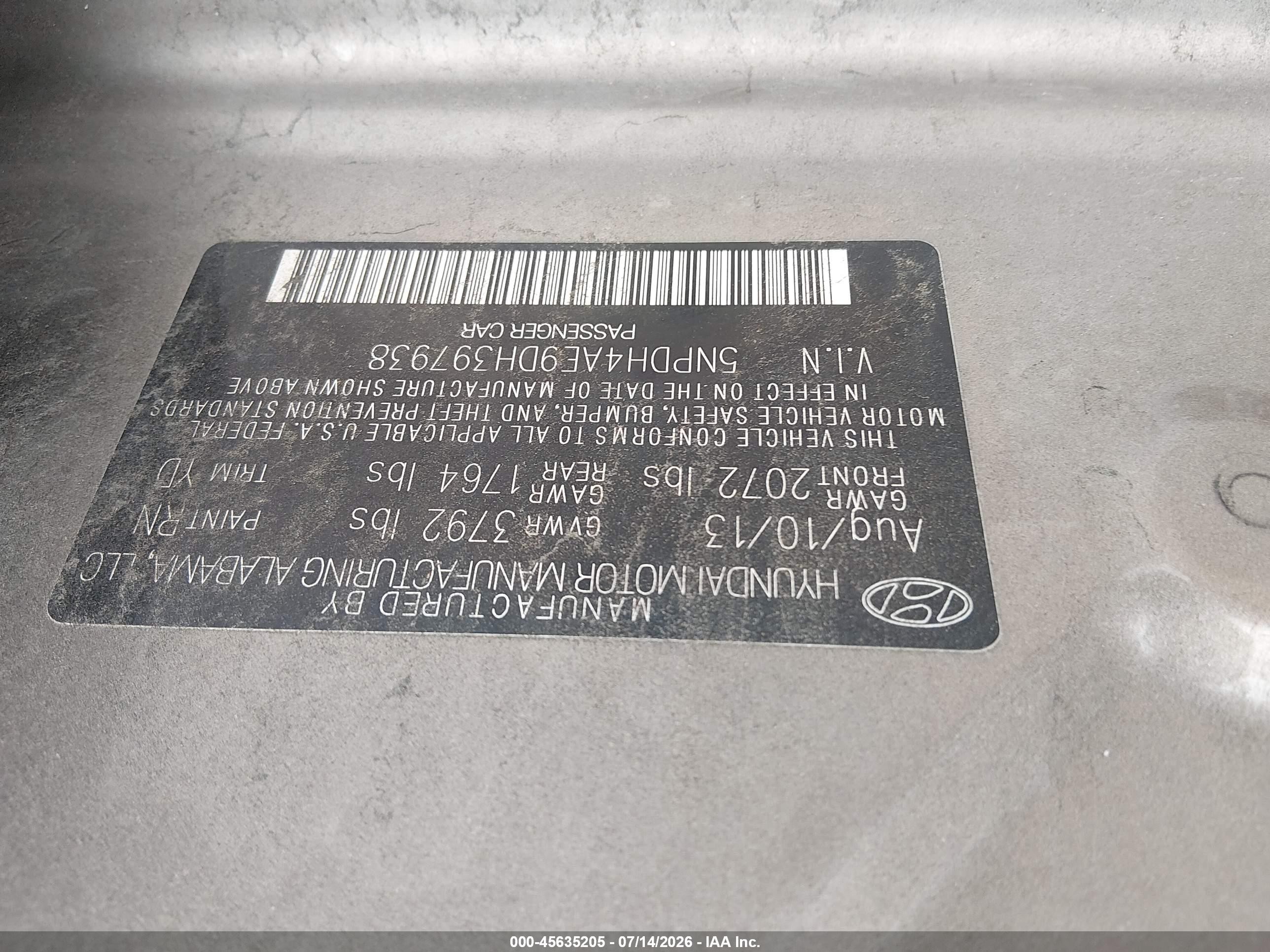 2013 Hyundai Elantra Gls Champagne vin: 5NPDH4AE9DH397938