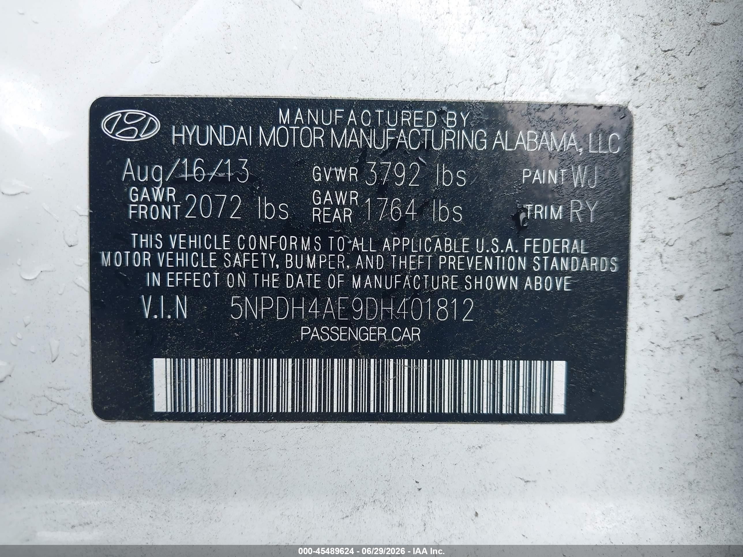 2013 Hyundai Elantra Limited Белый vin: 5NPDH4AE9DH401812