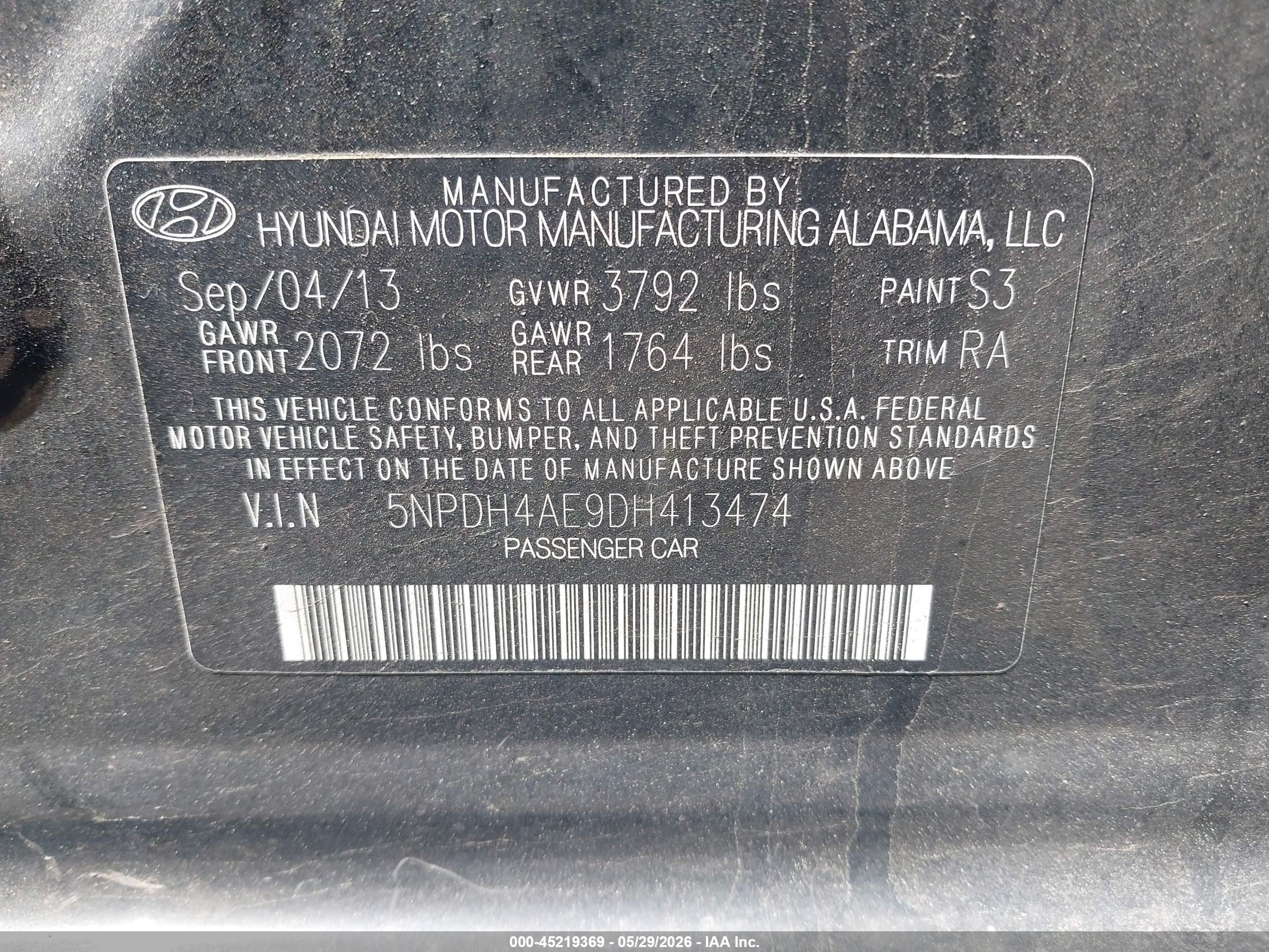 2013 Hyundai Elantra Gls Черный vin: 5NPDH4AE9DH413474