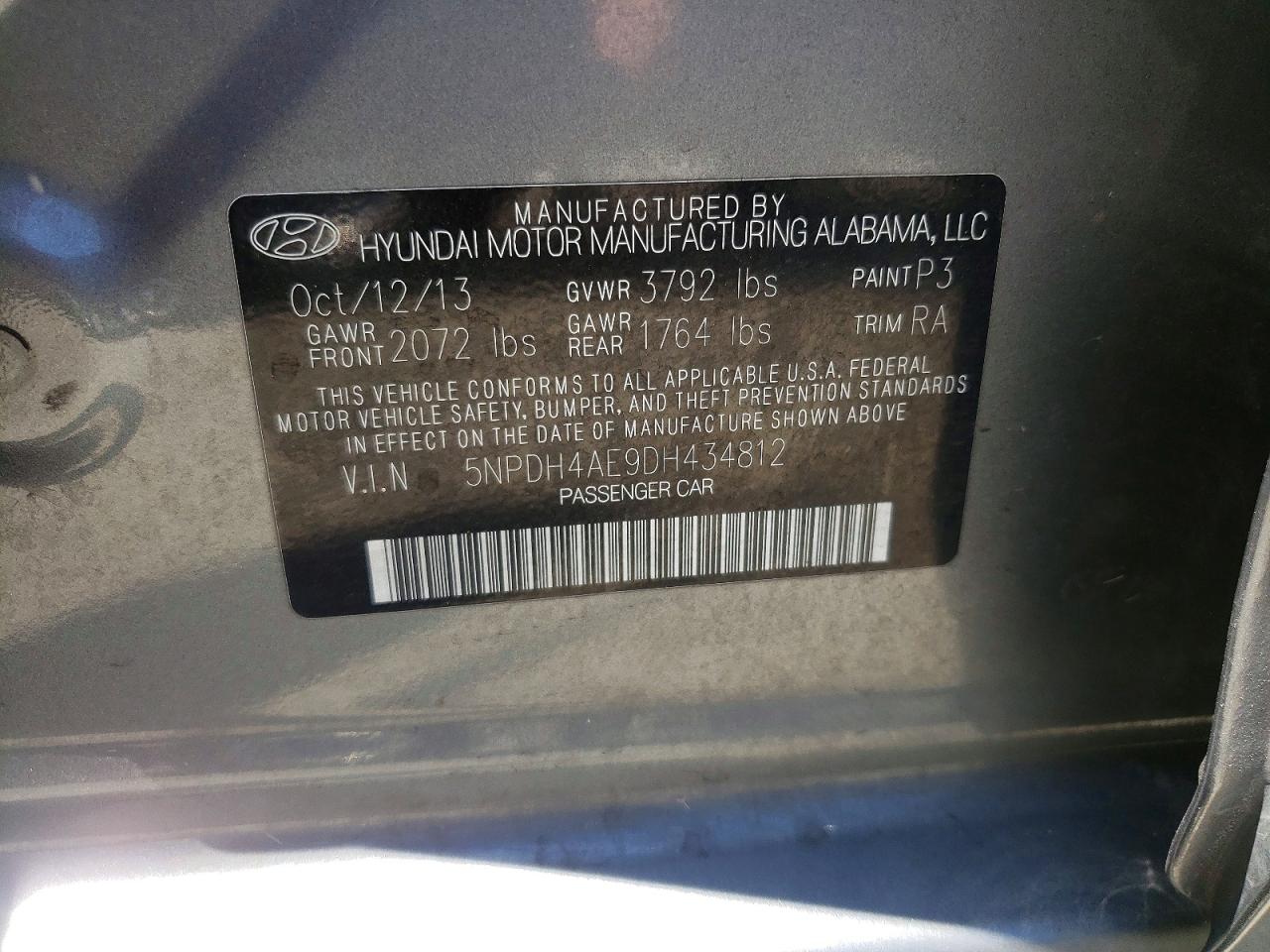 2013 Hyundai Elantra Limited Gray vin: 5NPDH4AE9DH434812
