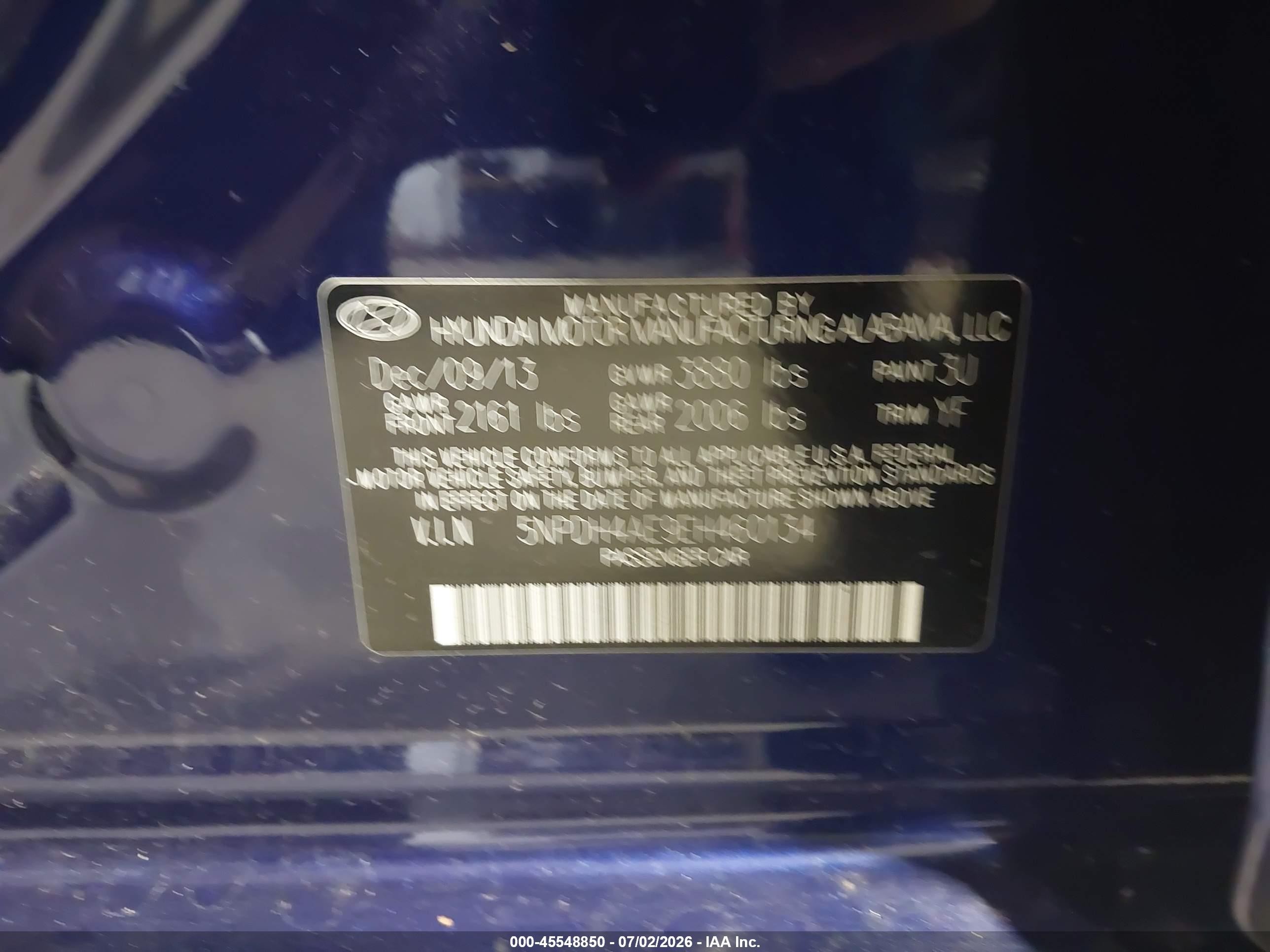 2014 Hyundai Elantra Se Blue vin: 5NPDH4AE9EH460134