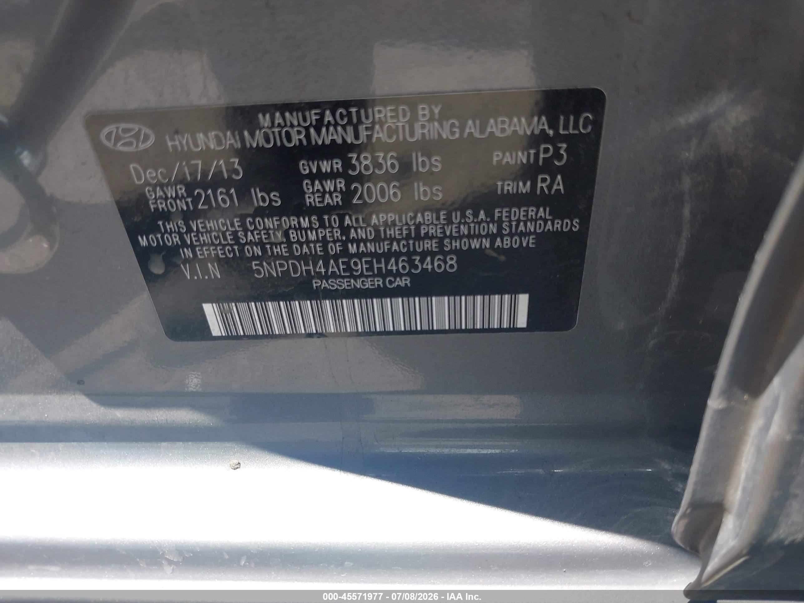 2014 Hyundai Elantra Se Silver vin: 5NPDH4AE9EH463468