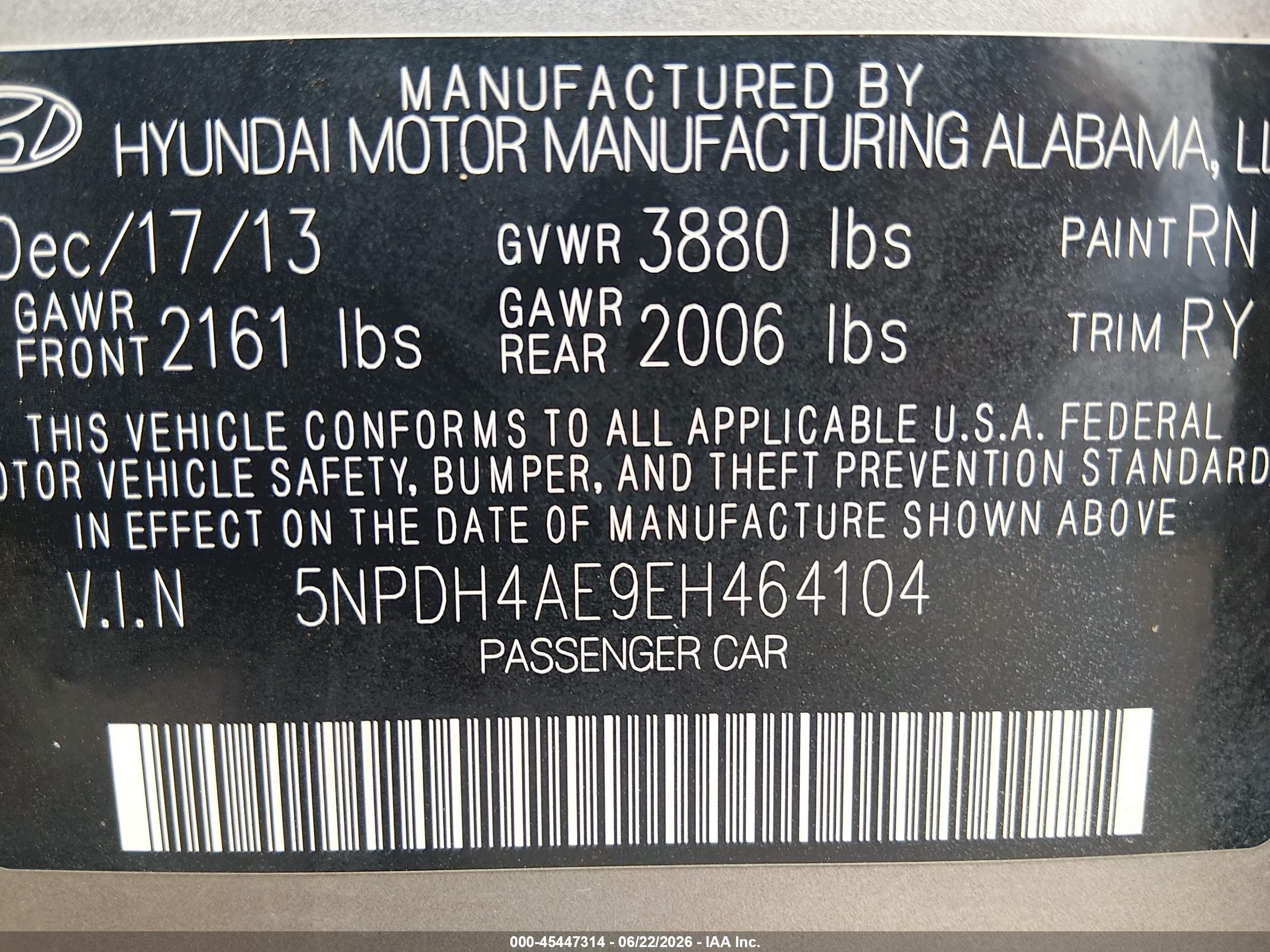 2014 Hyundai Elantra Limited Серый vin: 5NPDH4AE9EH464104