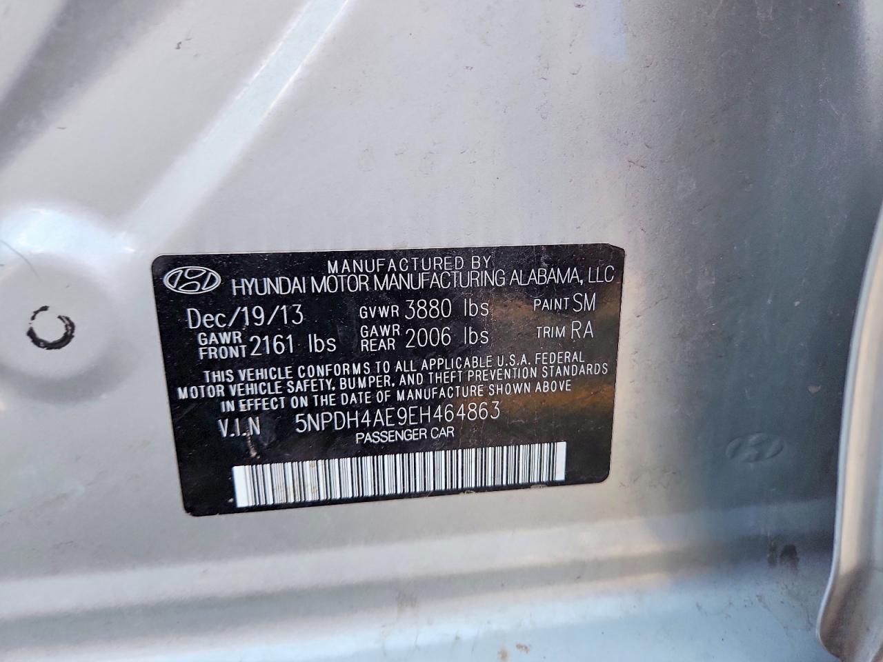 2014 Hyundai Elantra Se Silver vin: 5NPDH4AE9EH464863