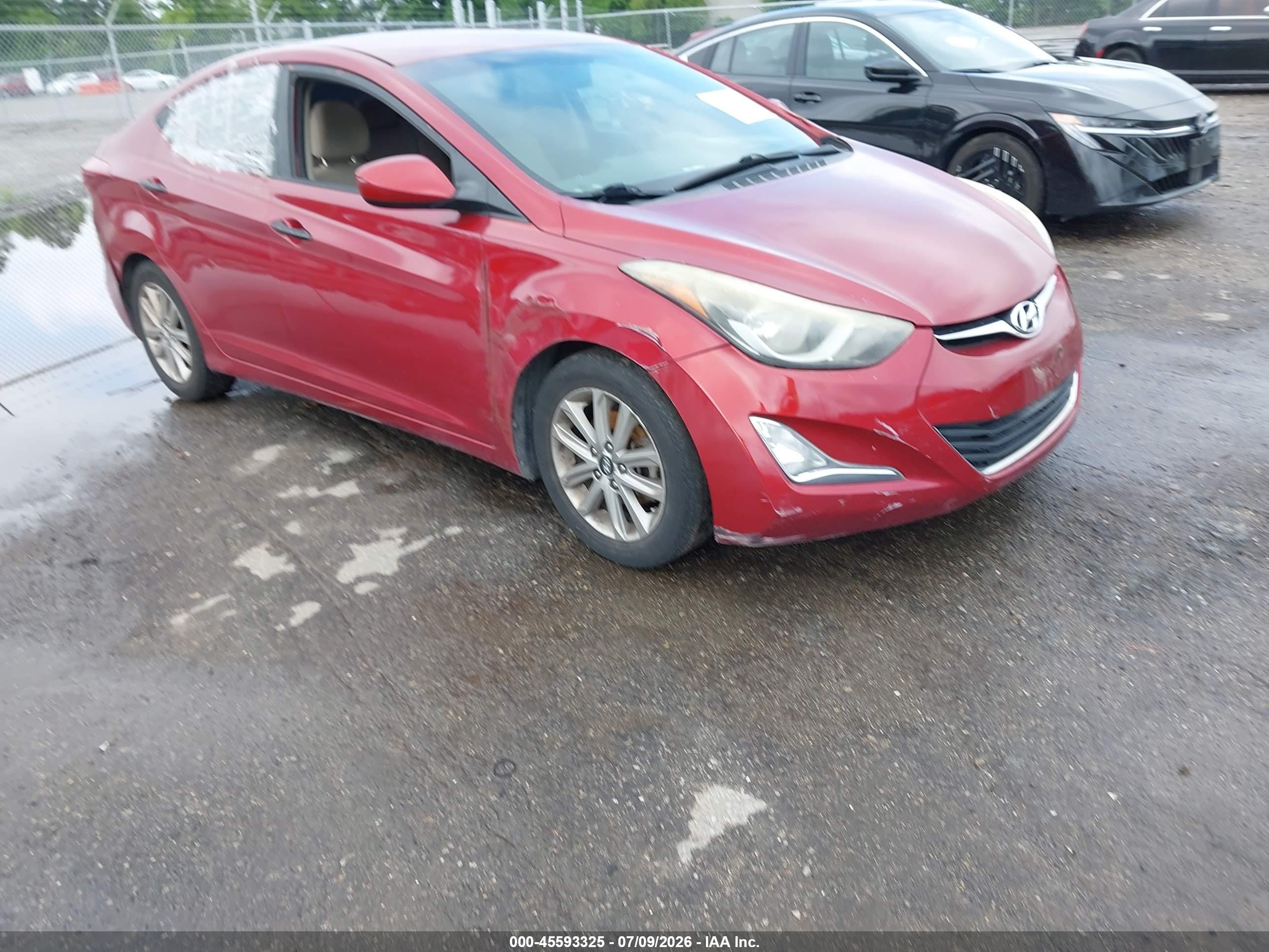 2014 Hyundai Elantra Se Red vin: 5NPDH4AE9EH469206