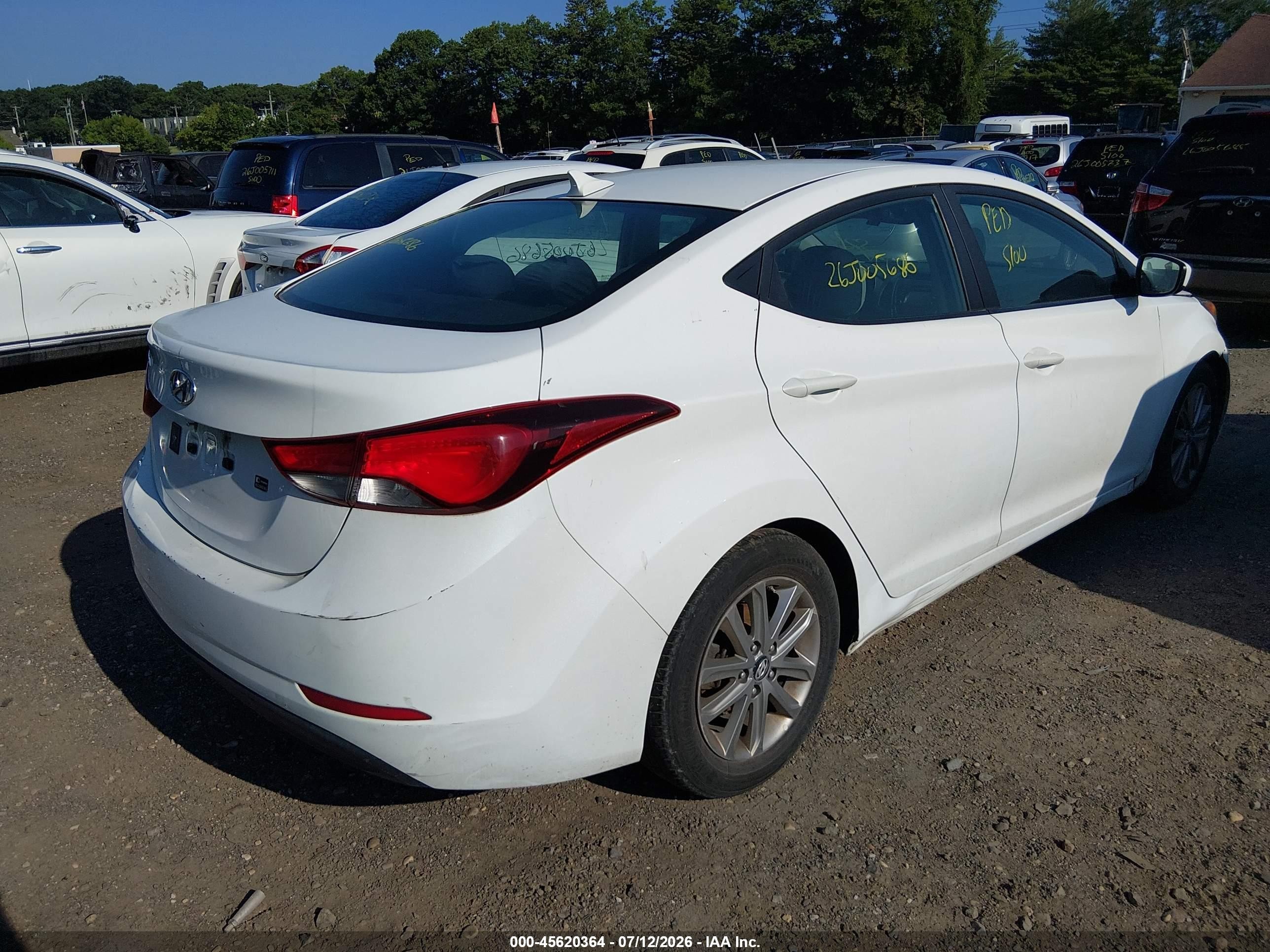 2014 Hyundai Elantra Se White vin: 5NPDH4AE9EH478357