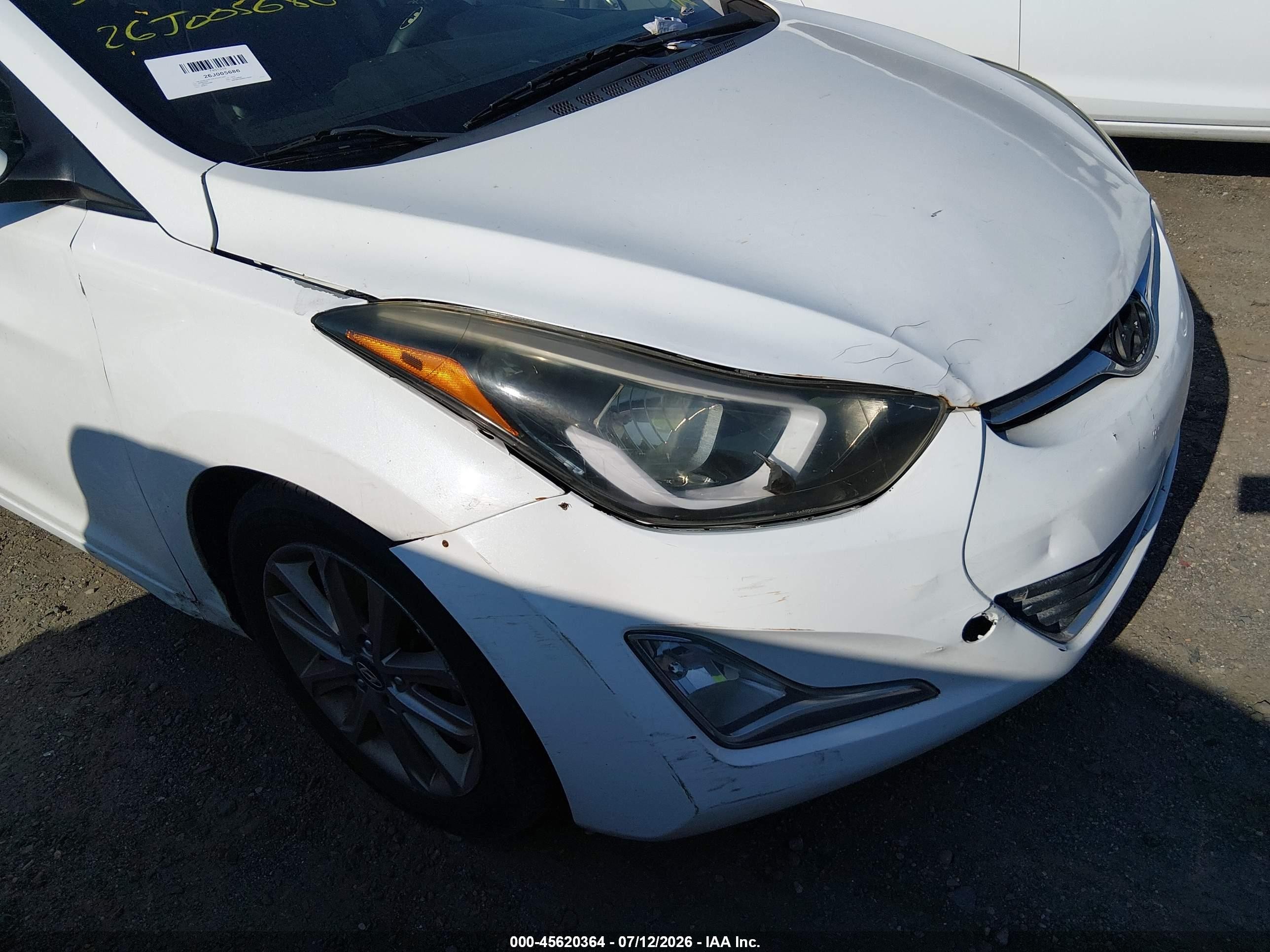 2014 Hyundai Elantra Se White vin: 5NPDH4AE9EH478357