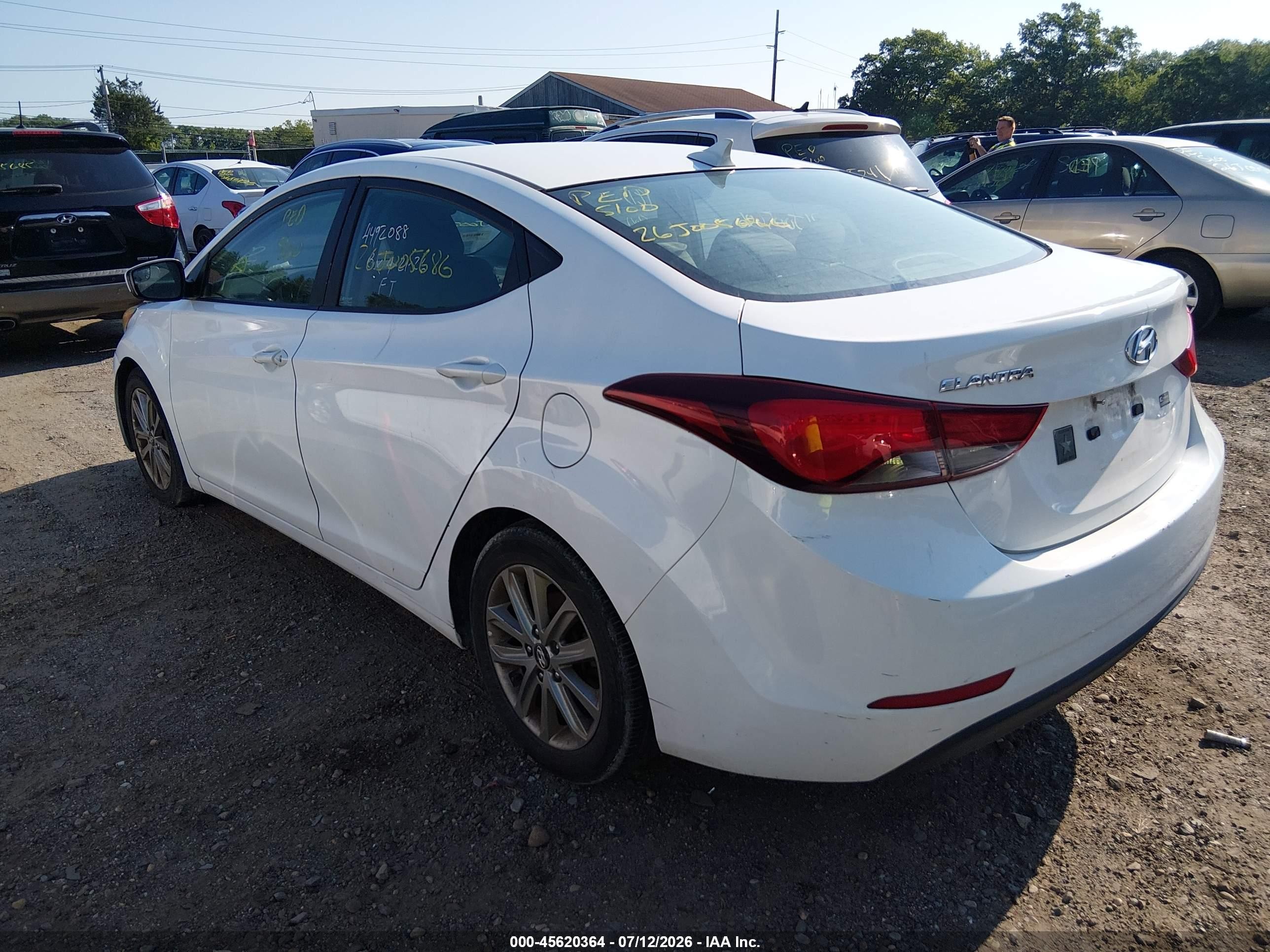 2014 Hyundai Elantra Se White vin: 5NPDH4AE9EH478357