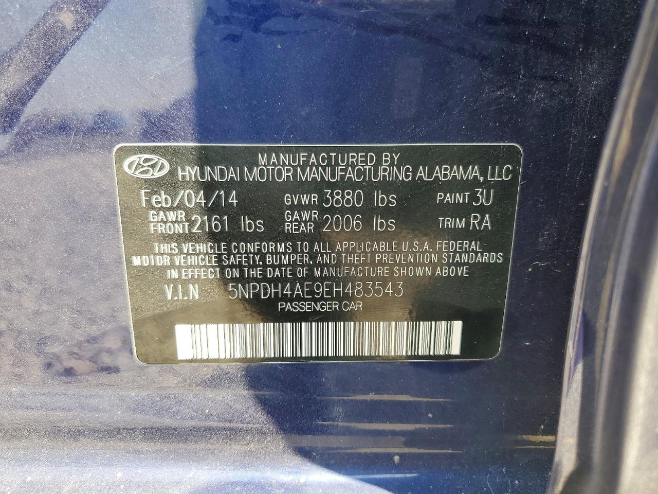 2014 Hyundai Elantra Se Синий vin: 5NPDH4AE9EH483543