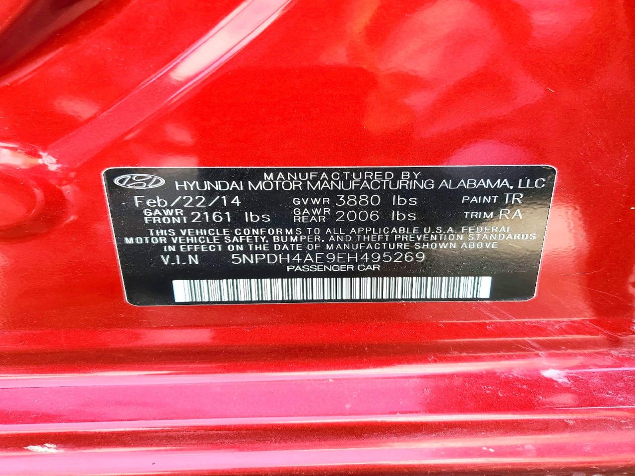 2014 Hyundai Elantra Se Maroon vin: 5NPDH4AE9EH495269