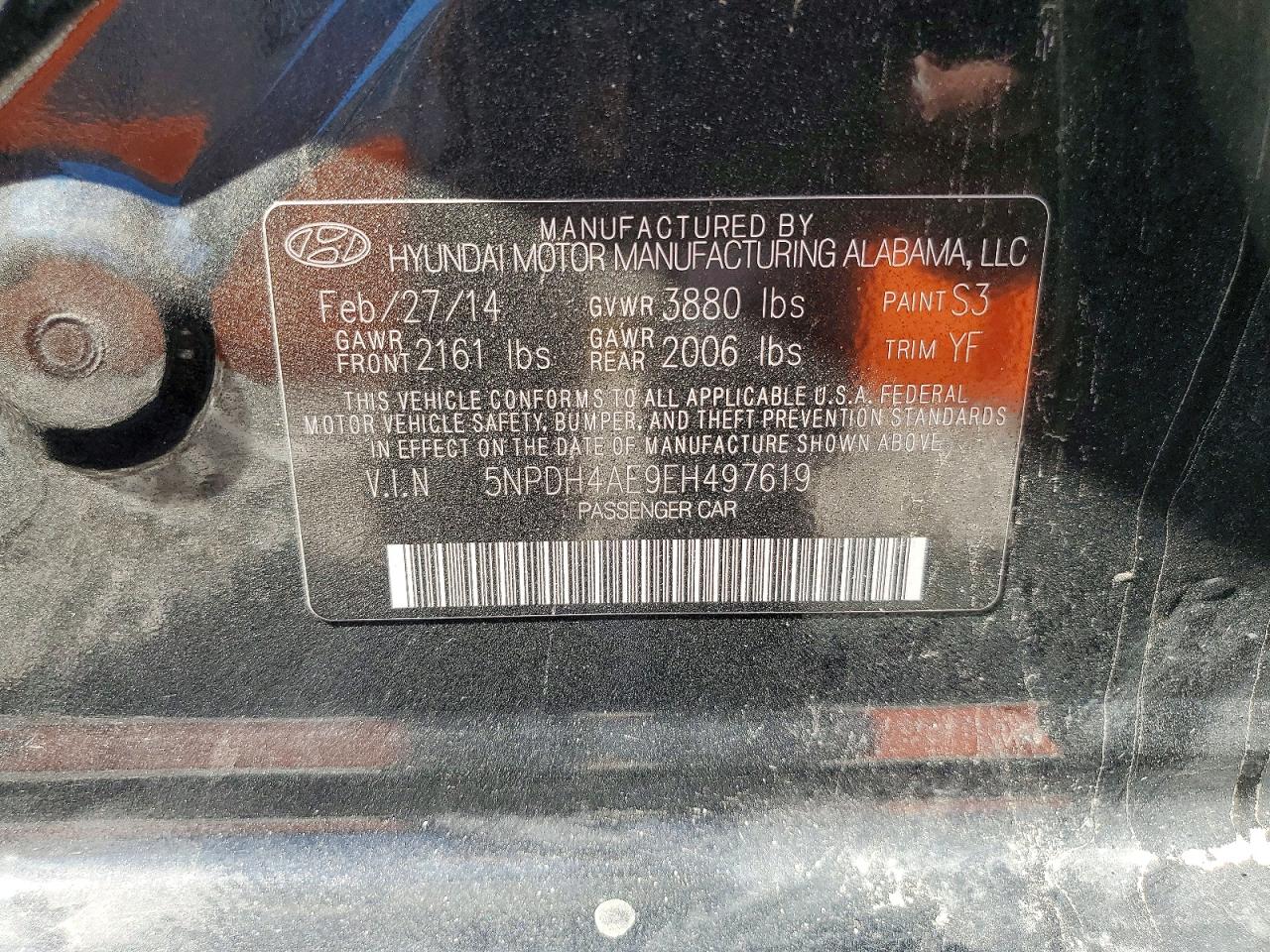 2014 Hyundai Elantra Se Black vin: 5NPDH4AE9EH497619