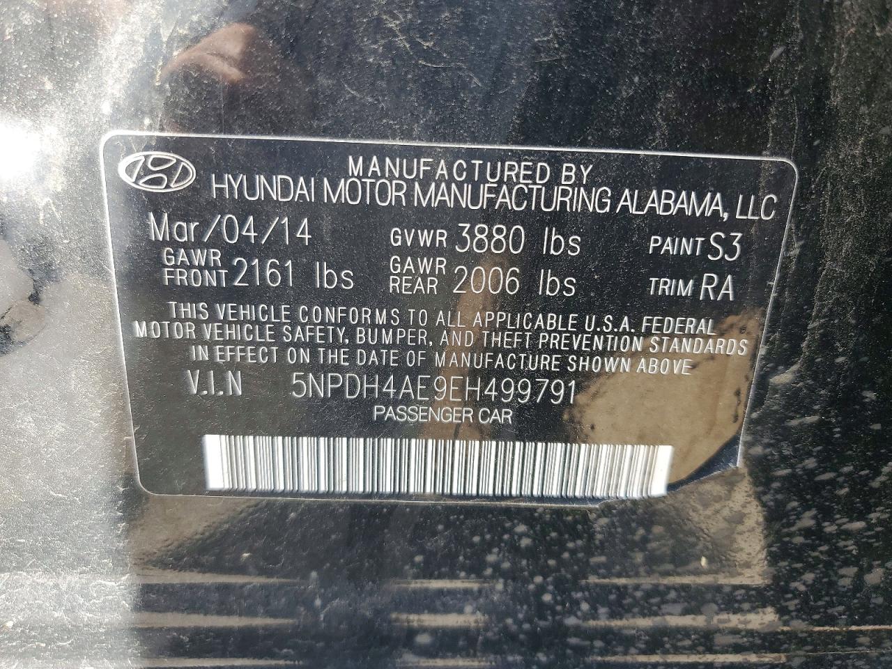 2014 Hyundai Elantra Se Black vin: 5NPDH4AE9EH499791