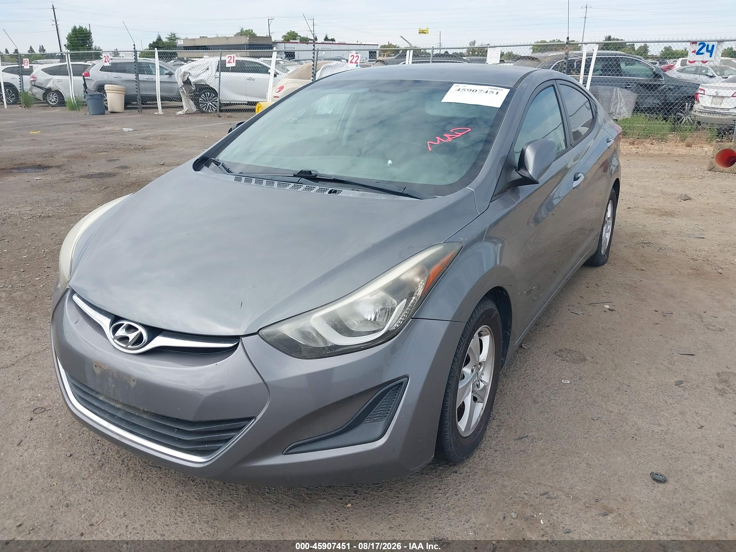 2014 Hyundai Elantra Se Gray vin: 5NPDH4AE9EH500678