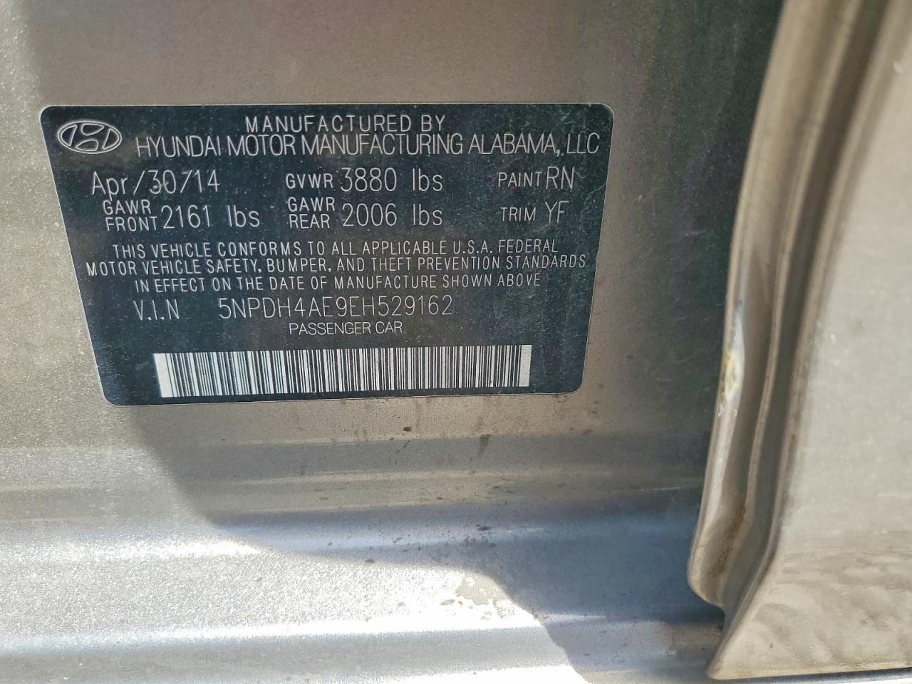 2014 Hyundai Elantra Se Tan vin: 5NPDH4AE9EH529162