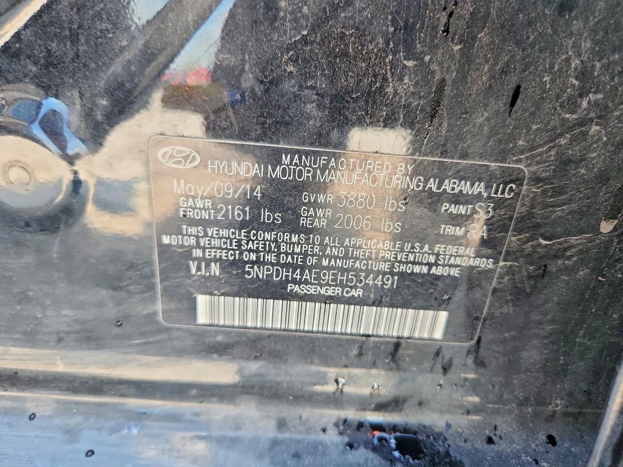 2014 Hyundai Elantra Se Black vin: 5NPDH4AE9EH534491