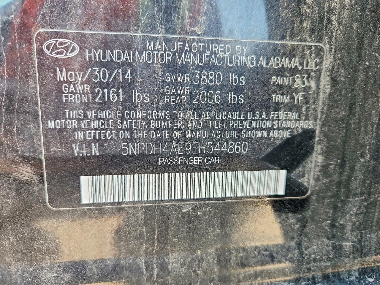 2014 Hyundai Elantra Se Черный vin: 5NPDH4AE9EH544860