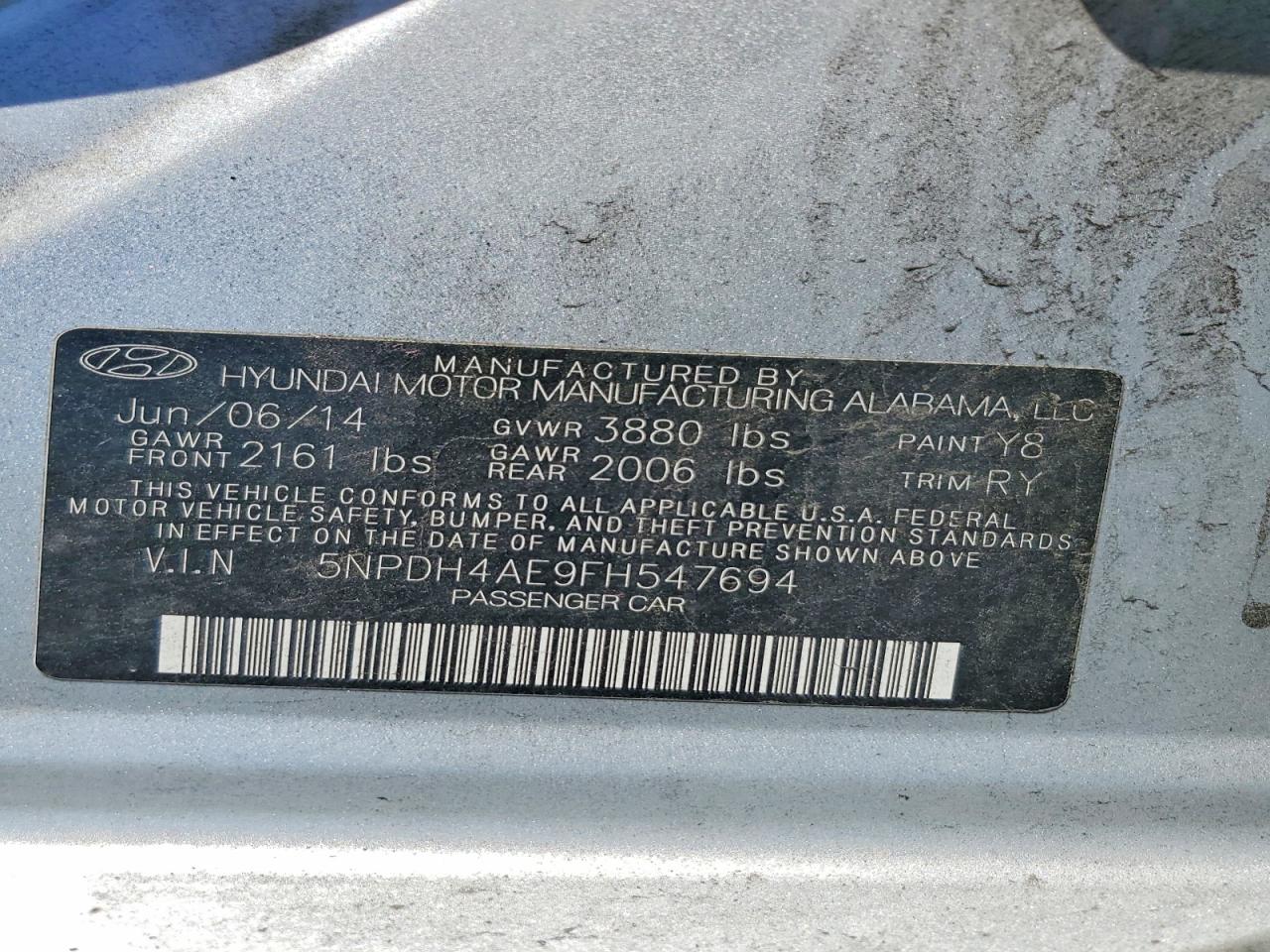 2015 Hyundai Elantra Se Silver vin: 5NPDH4AE9FH547694