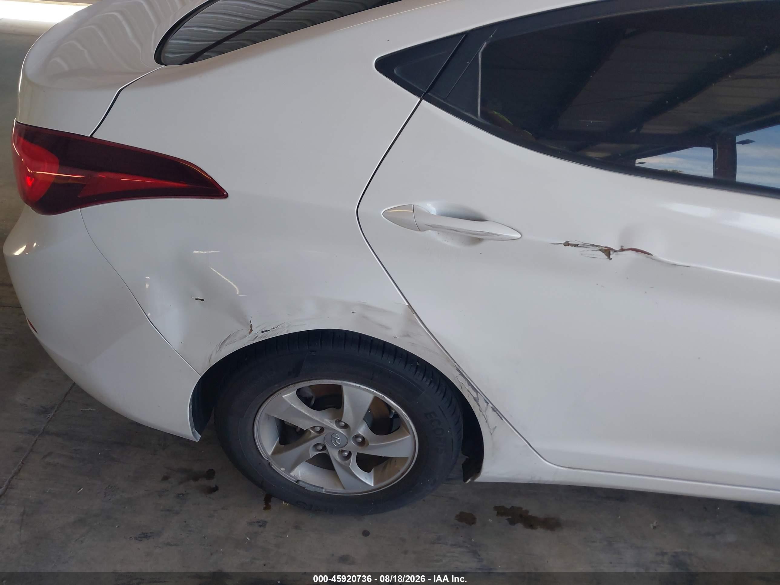 2015 Hyundai Elantra Se White vin: 5NPDH4AE9FH547808