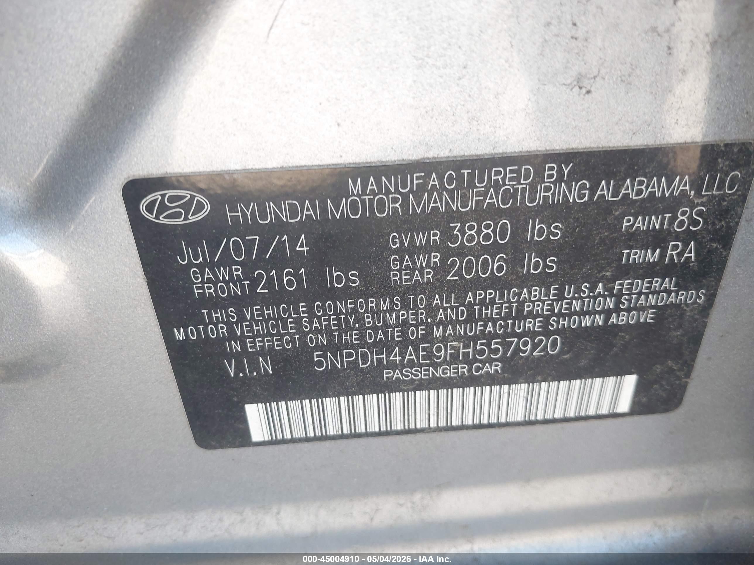2015 Hyundai Elantra Se/sport/limited Silver vin: 5NPDH4AE9FH557920